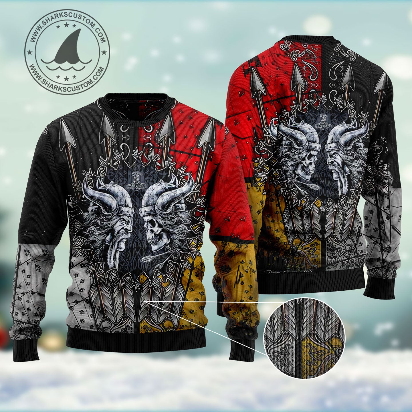 Viking HT261110 unisex womens & mens, couples matching, friends, funny family ugly christmas holiday sweater gifts (plus size available)