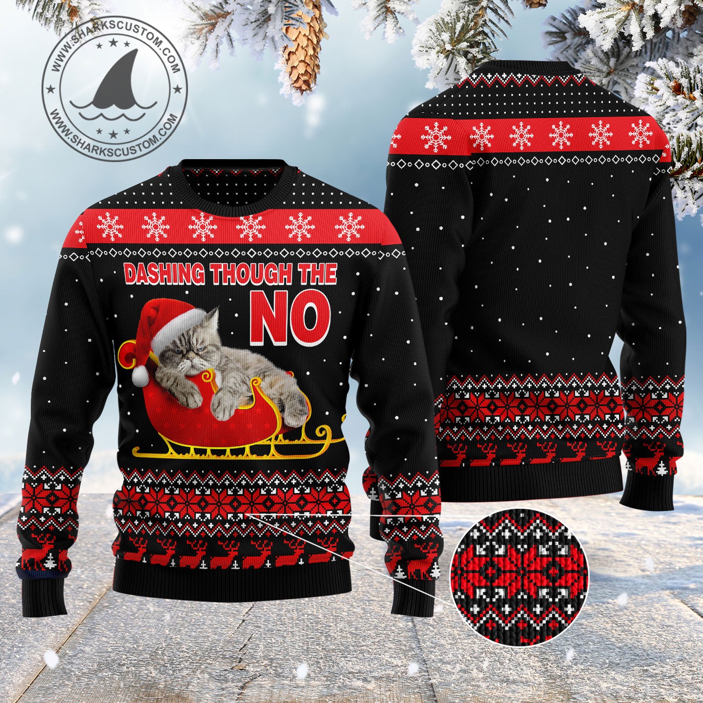 Dashing Through the No HT041115 Ugly Christmas Sweater