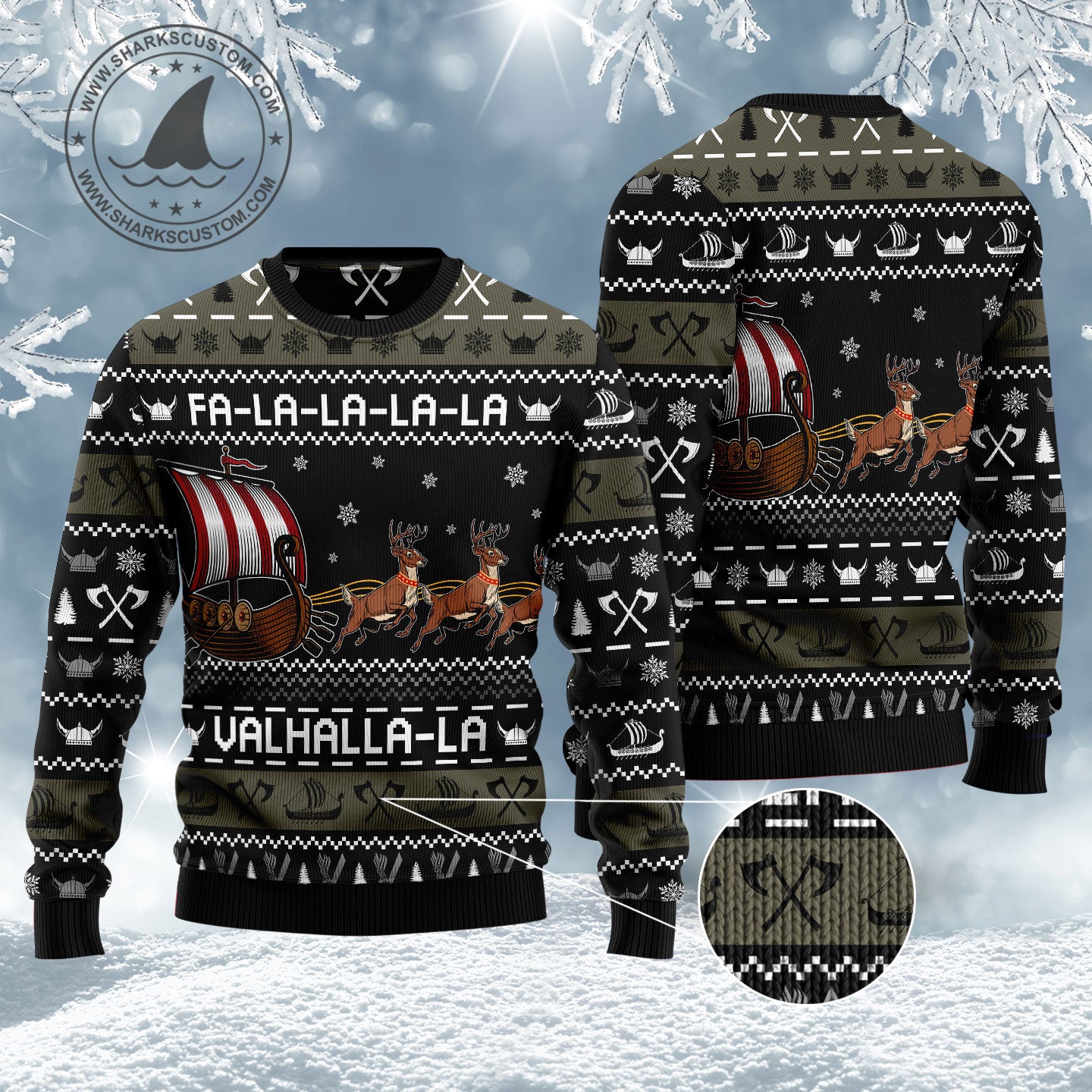 Fa-la-la-valhalla Viking Ship HZ120703 Ugly Christmas Sweater