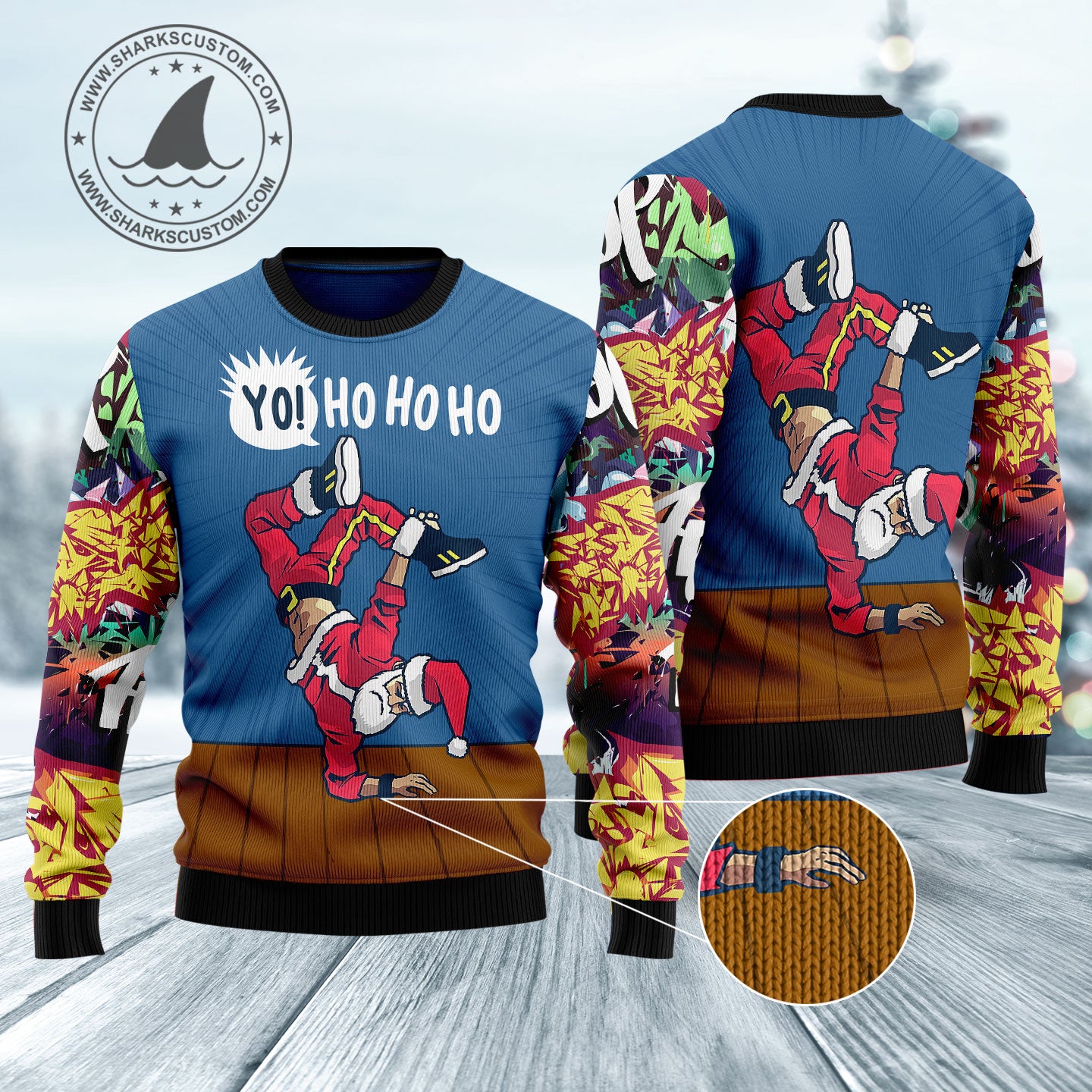 Hip-Hop Santa HZ120903 unisex womens & mens, couples matching, friends, funny family ugly christmas holiday sweater gifts (plus size available)