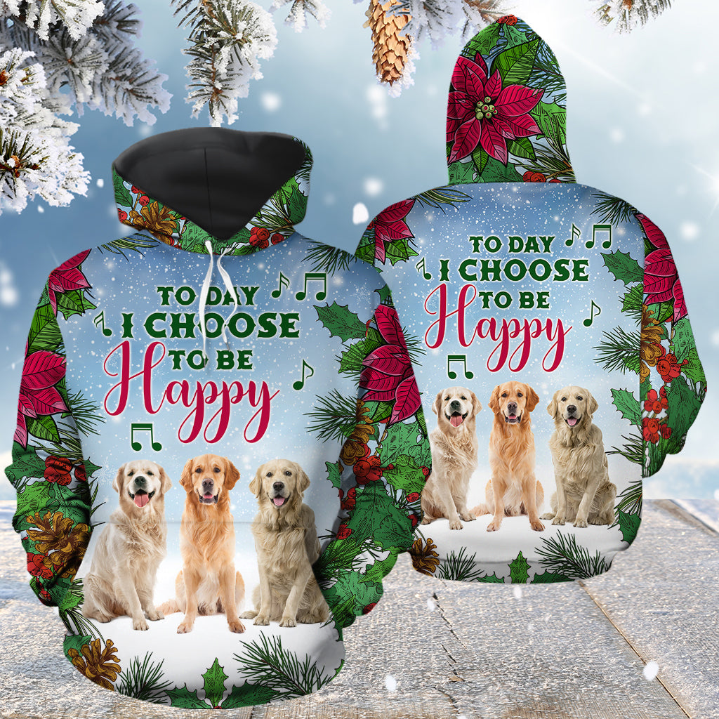 Golden Retriever Today I Choose To Be Happy HZ111303 - All Over Print Unisex Hoodie