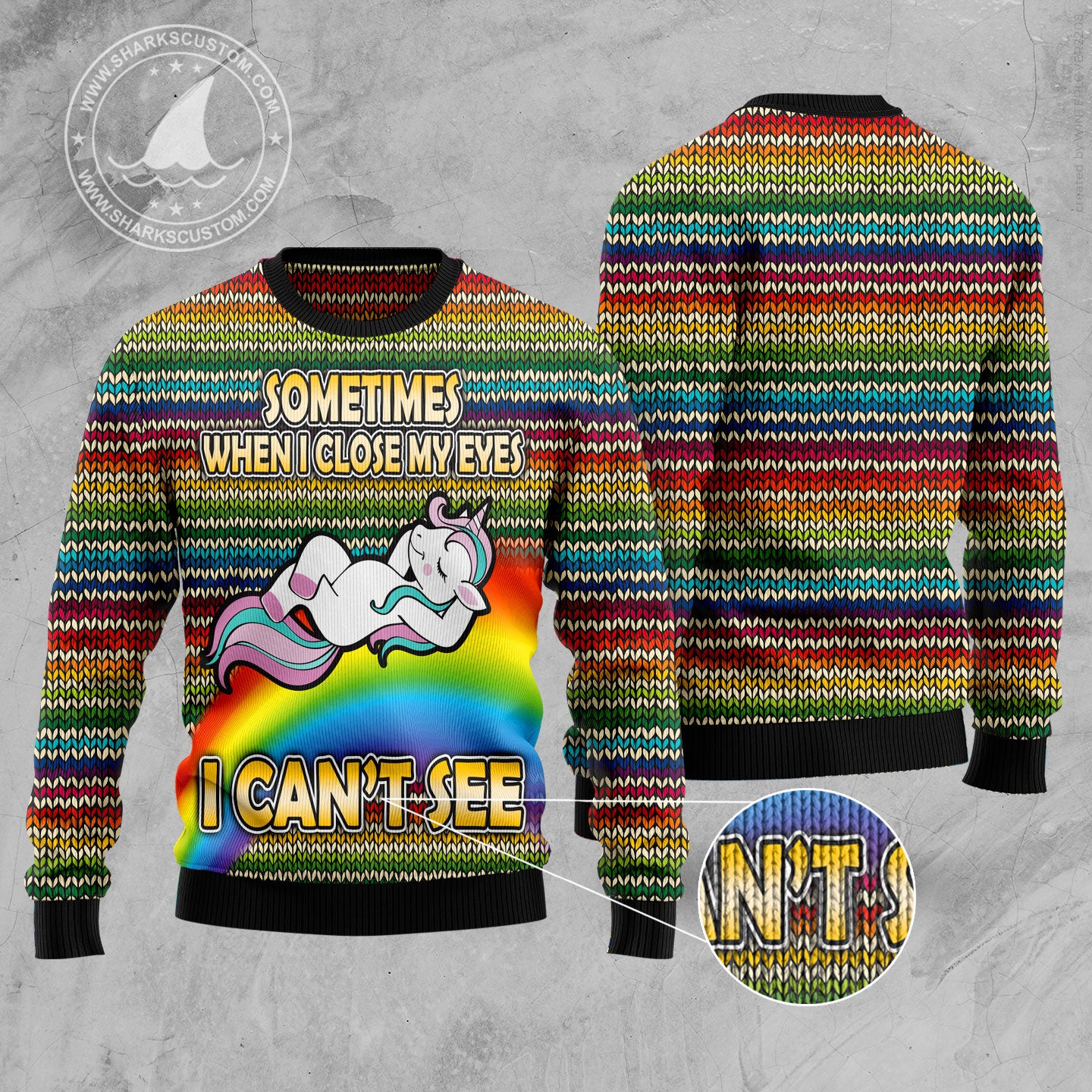 Funny Unicorn Sometimes When I Close My Eyes HT100607 Ugly Christmas Sweater