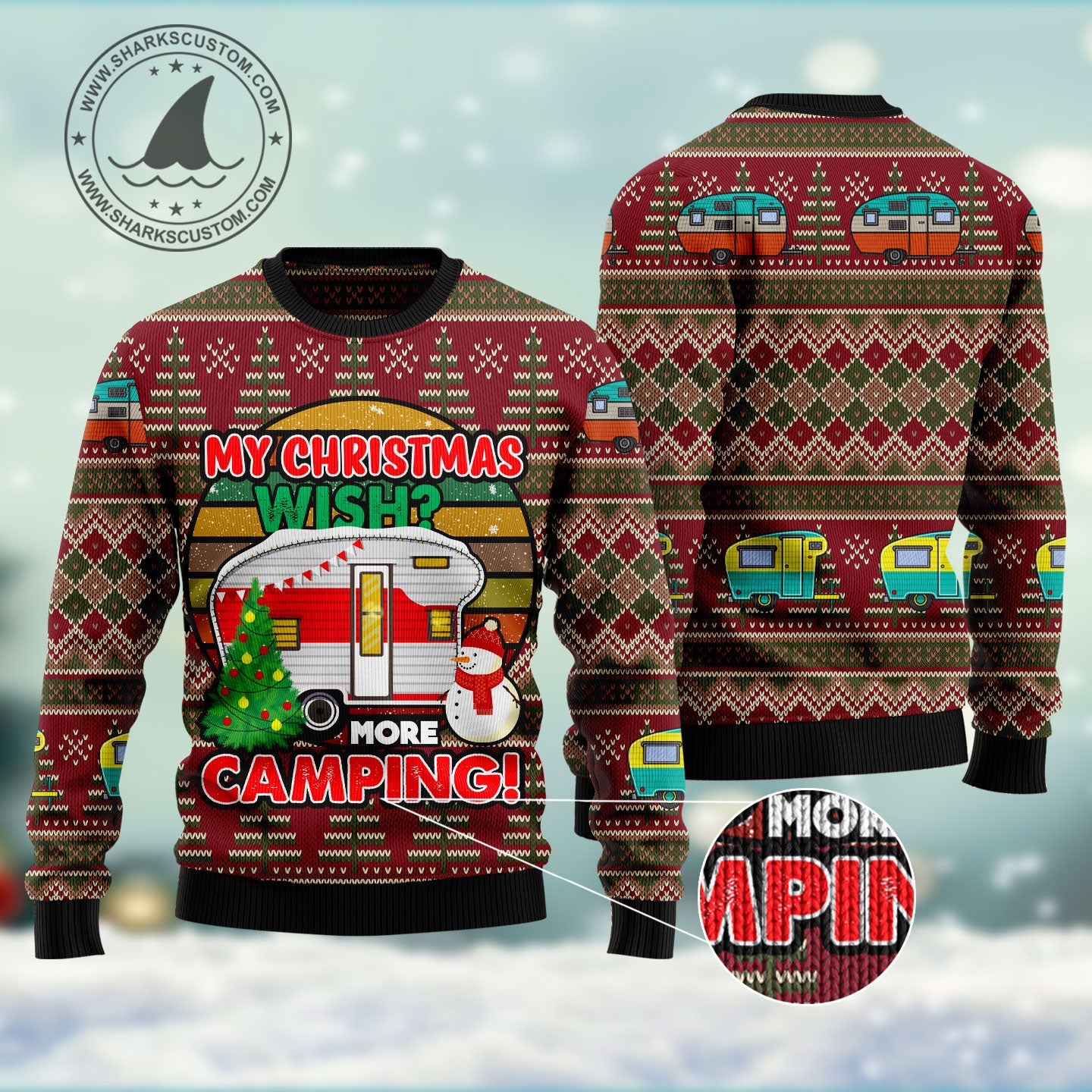 My Christmas Wish More Camping HT102708 Ugly Christmas Sweater