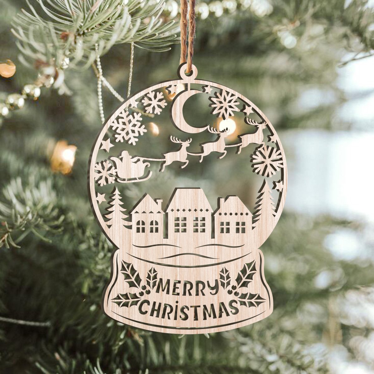 Merry Christmas Snow Globe Personalizedwitch Wood Ornament