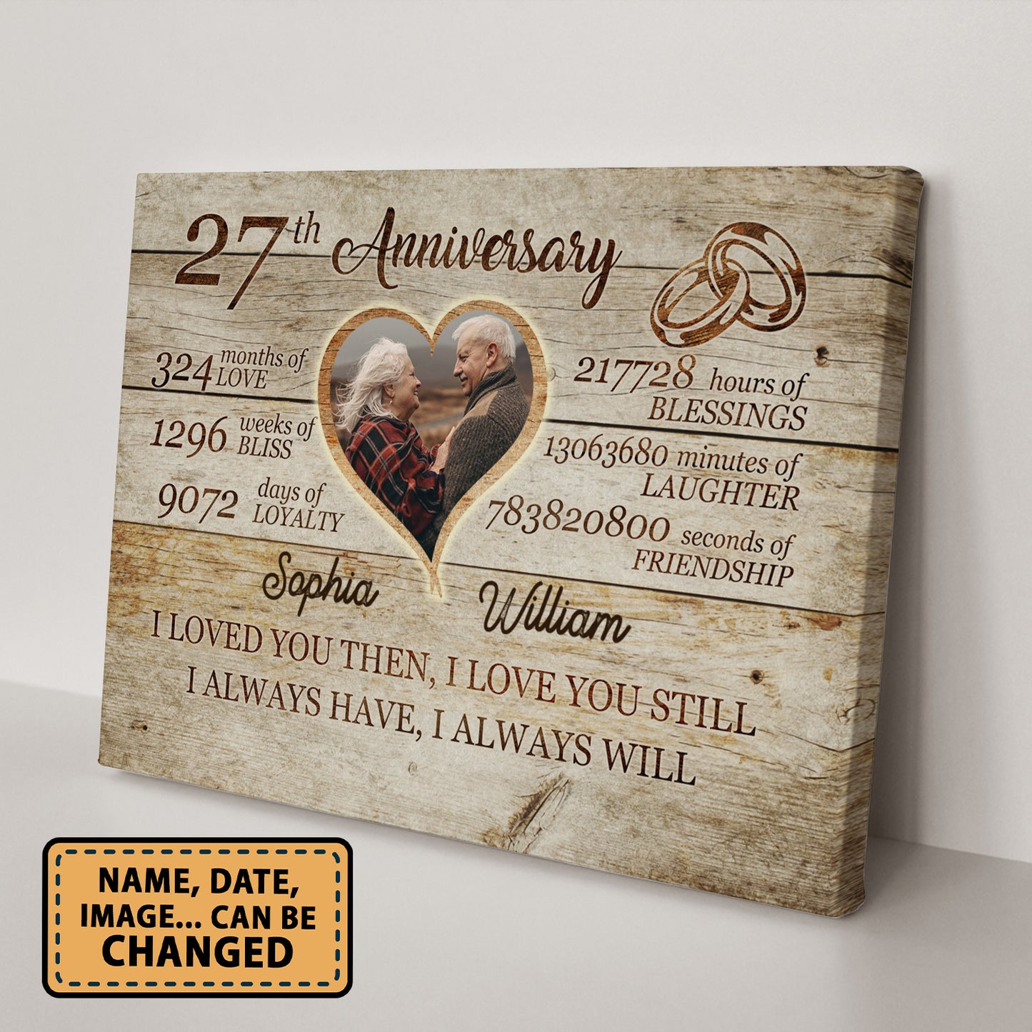 27th Anniversary Always Love Custom Image Anniversary Canvas