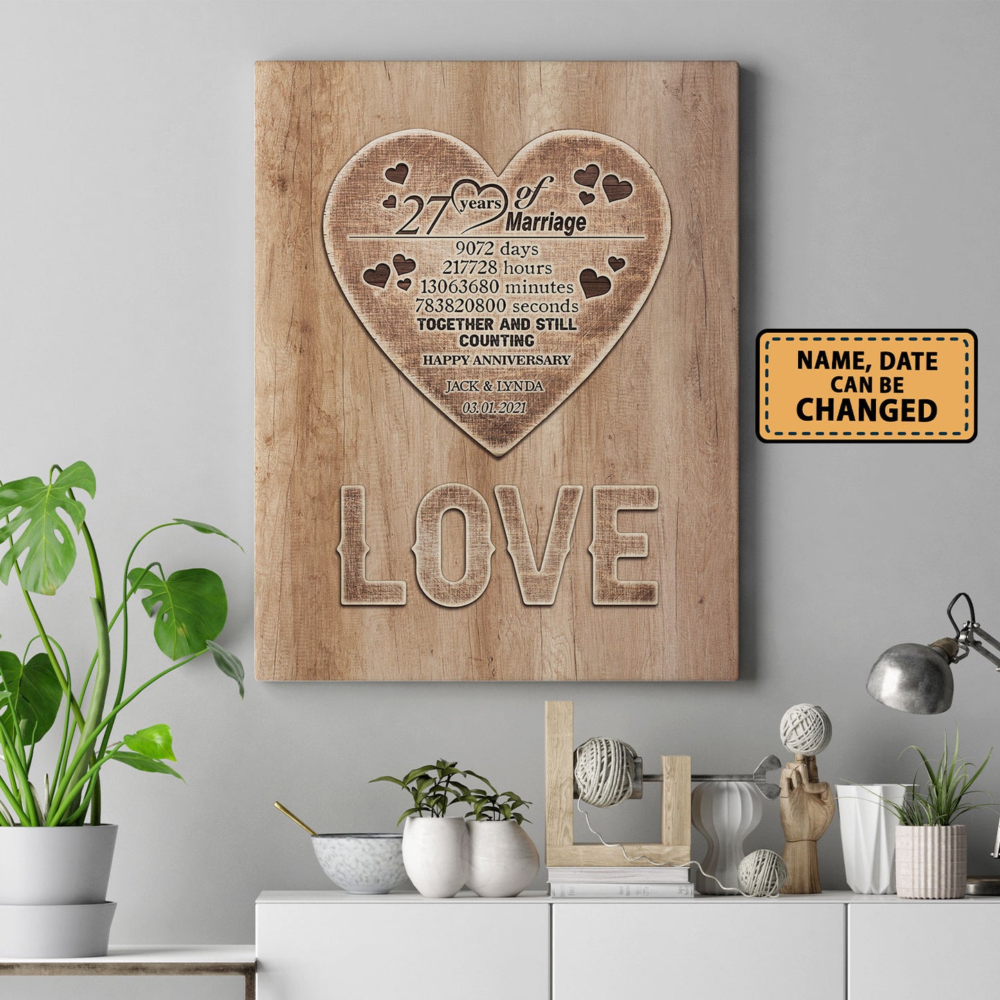 27 Years Wedding Anniversary Love Anniversary Personalized Canvas