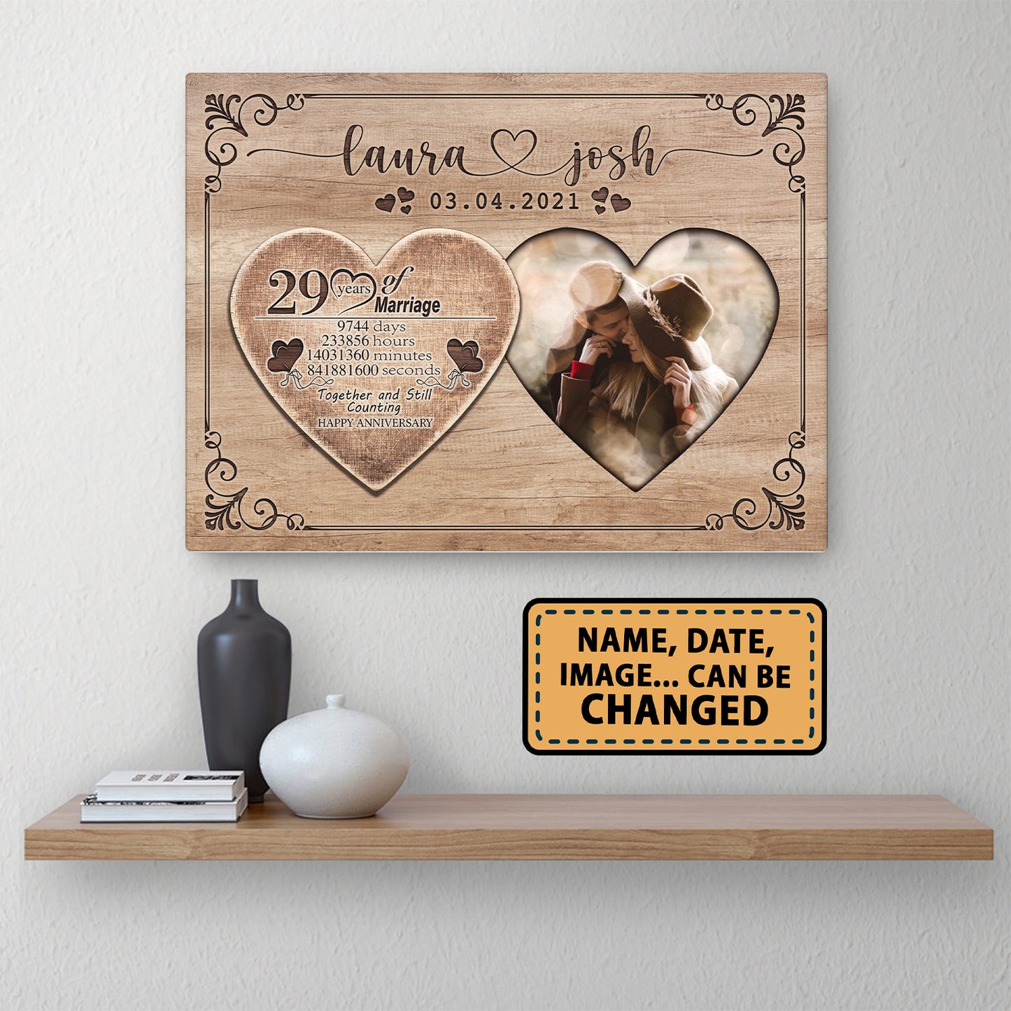 Happy 29th Anniversary First Year Of Marriage Anniversary Canvas