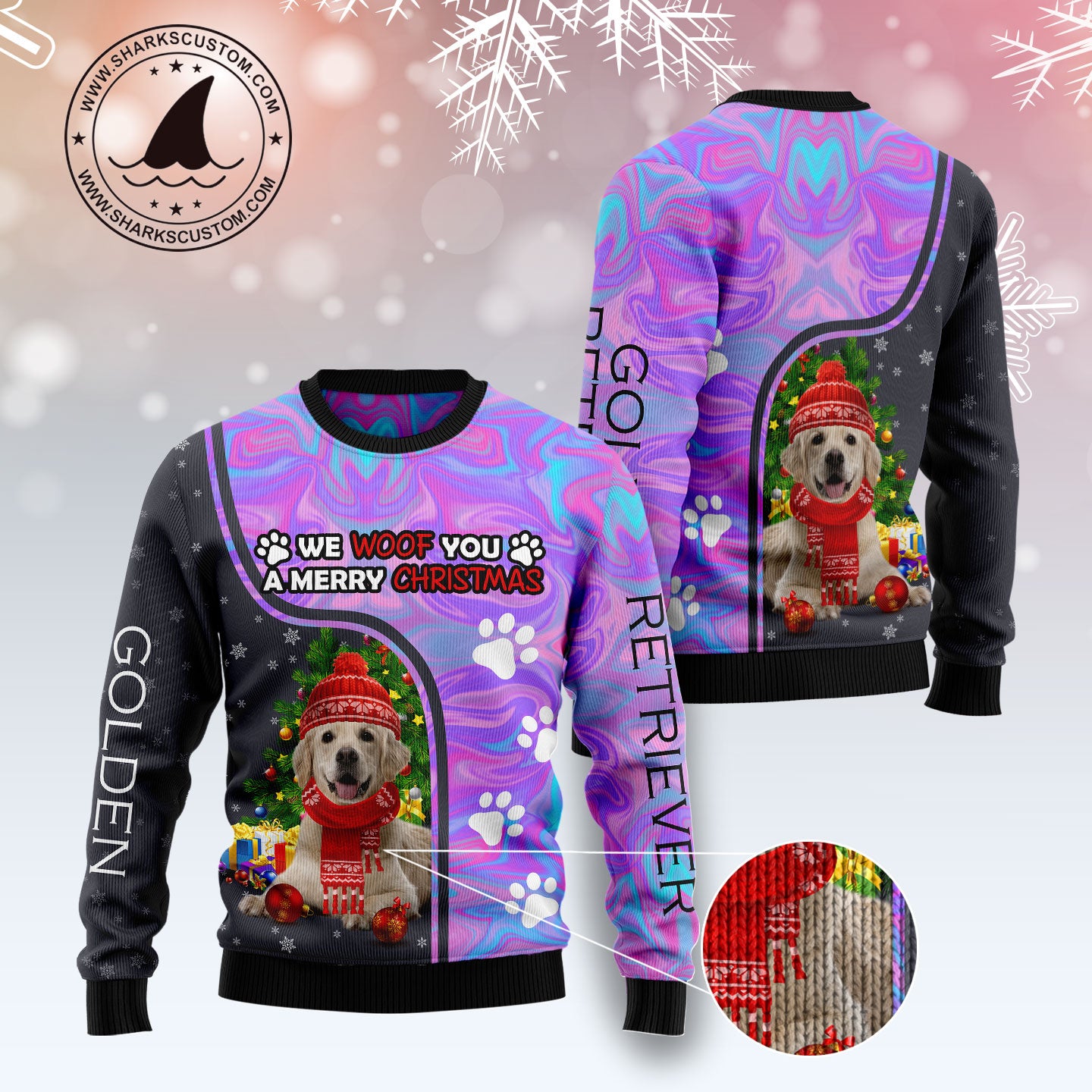 Golden Retriever Hologram Color TY0911 Ugly Christmas Sweater