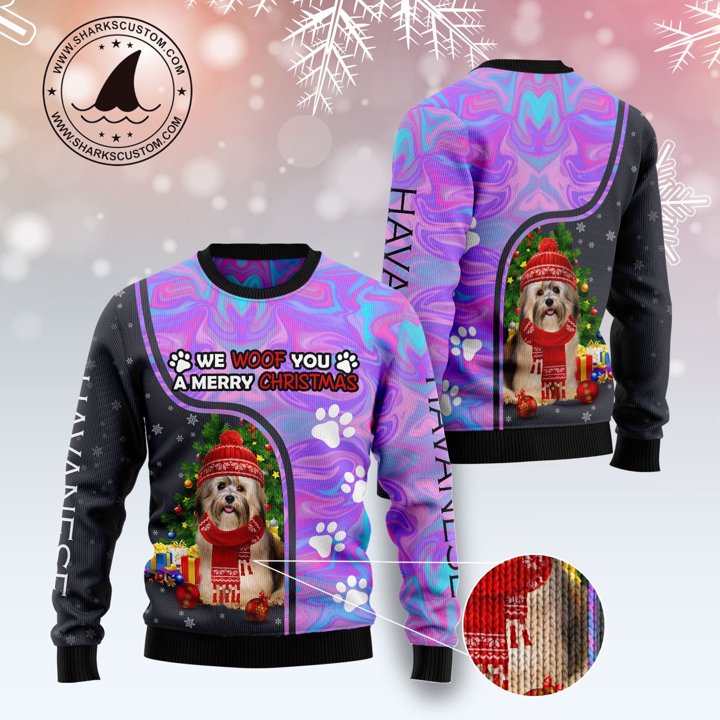 Havanese Hologram Color TY0911 Ugly Christmas Sweater