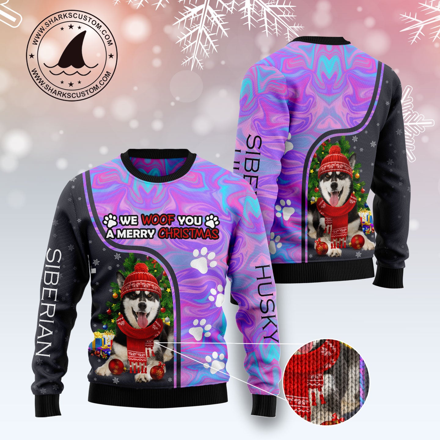 Siberian Husky Hologram Color TY0911 Ugly Christmas Sweater