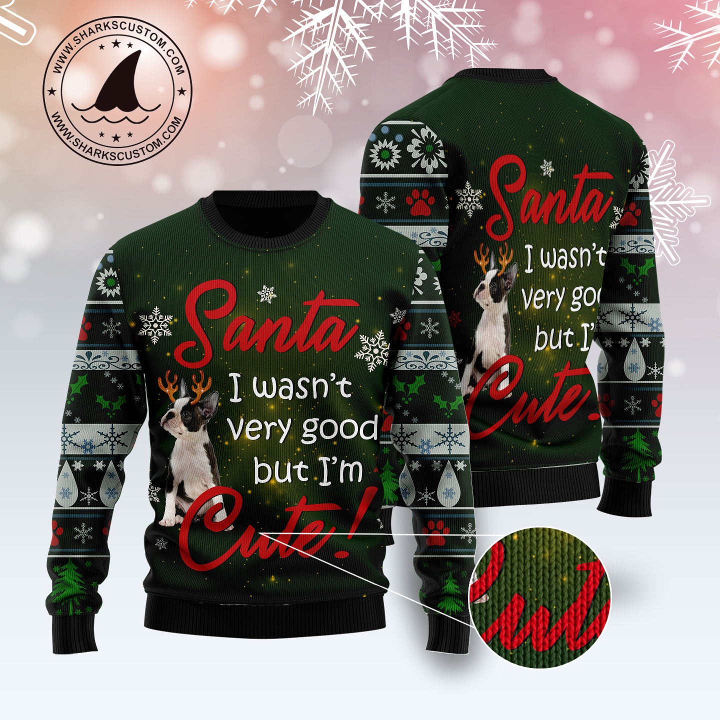 Boston Terrier I'm Cute TY1011 Ugly Christmas Sweater