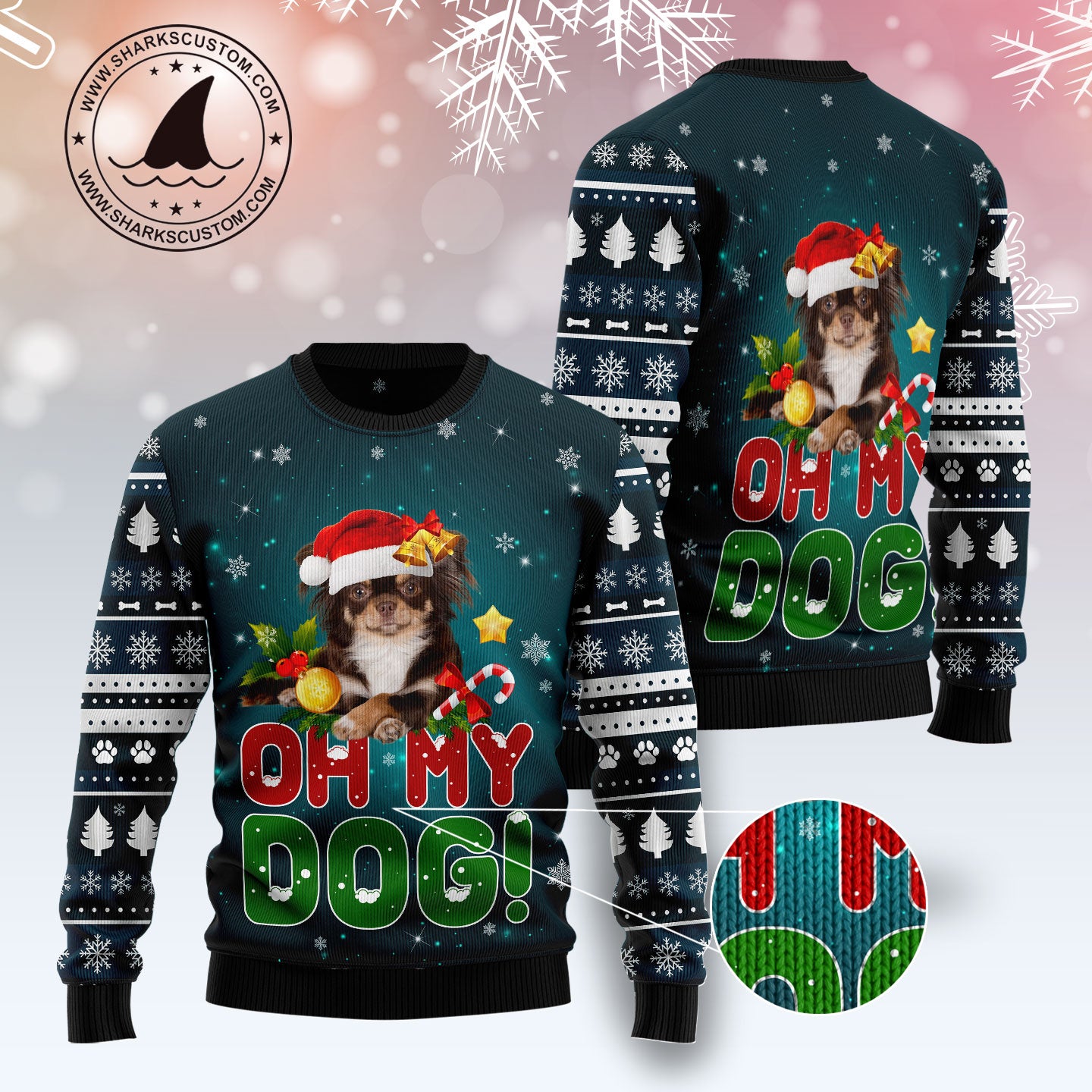Chihuahua Oh My Dog! TY2311 unisex womens & mens, couples matching, friends, funny family ugly christmas holiday sweater gifts (plus size available)