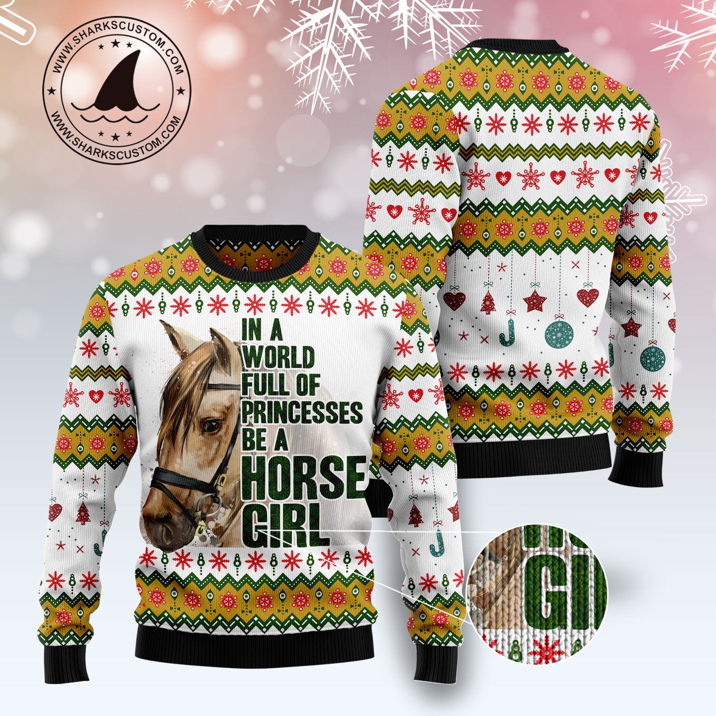 Horse Girl TY0312 unisex womens & mens, couples matching, friends, funny family ugly christmas holiday sweater gifts (plus size available)
