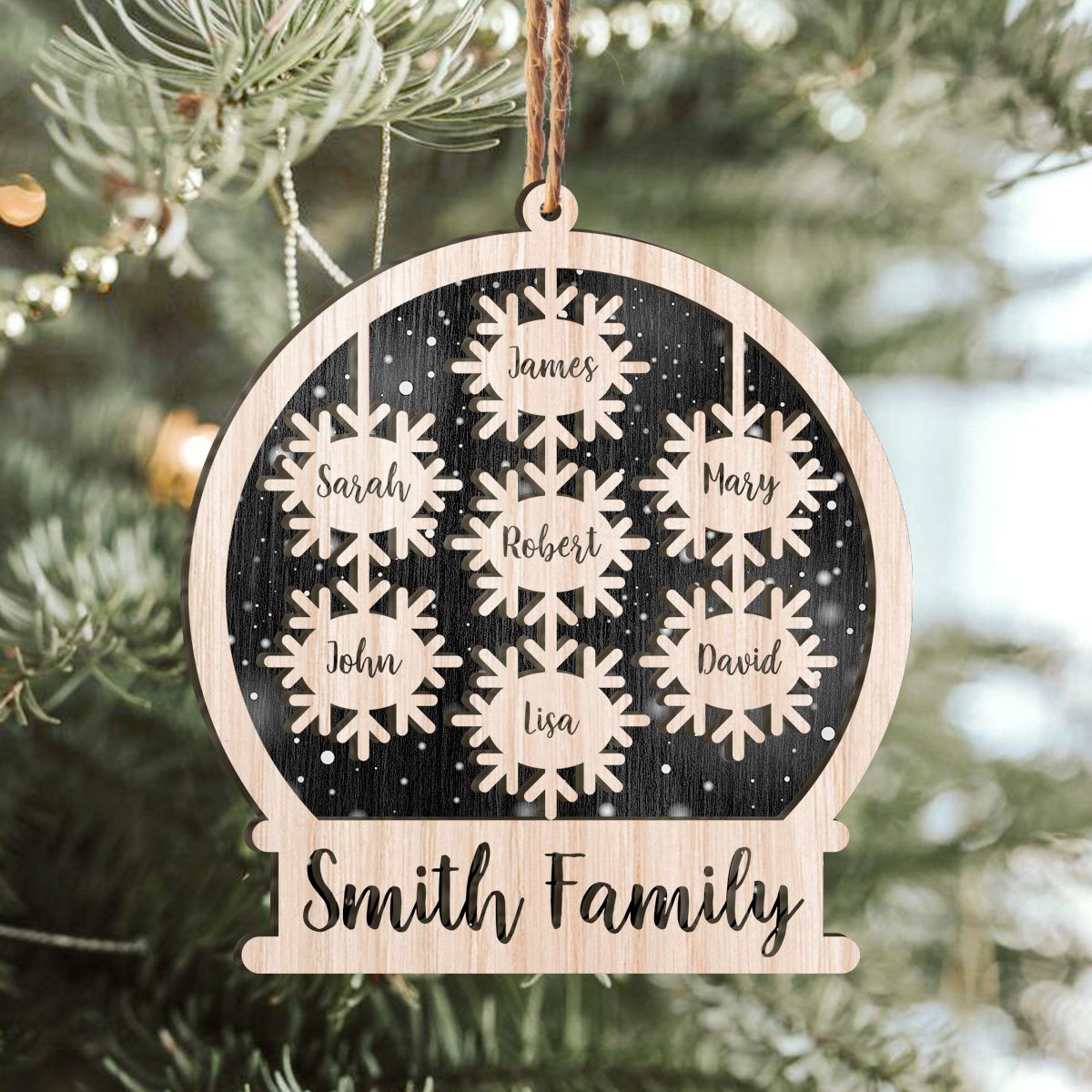 Snow Family Custom Member Names Personalizedwitch Personalized Layered Wood Christmas Ornament