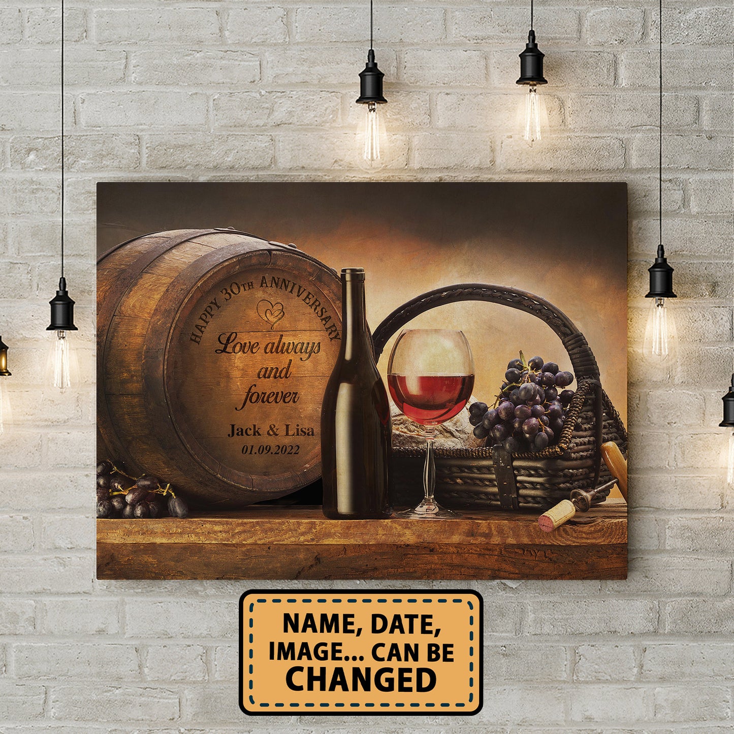 Happy 30th Anniversary Barrel Anniversary Canvas Valentine Gifts