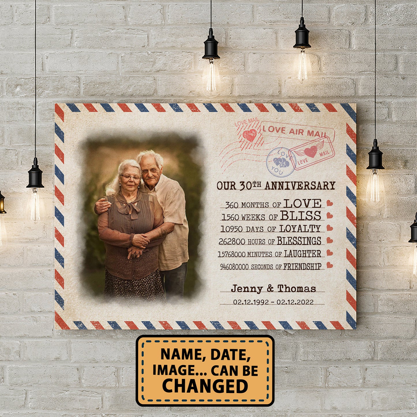 Our 30th Anniversary Letter Valentine Gift Personalized Canvas