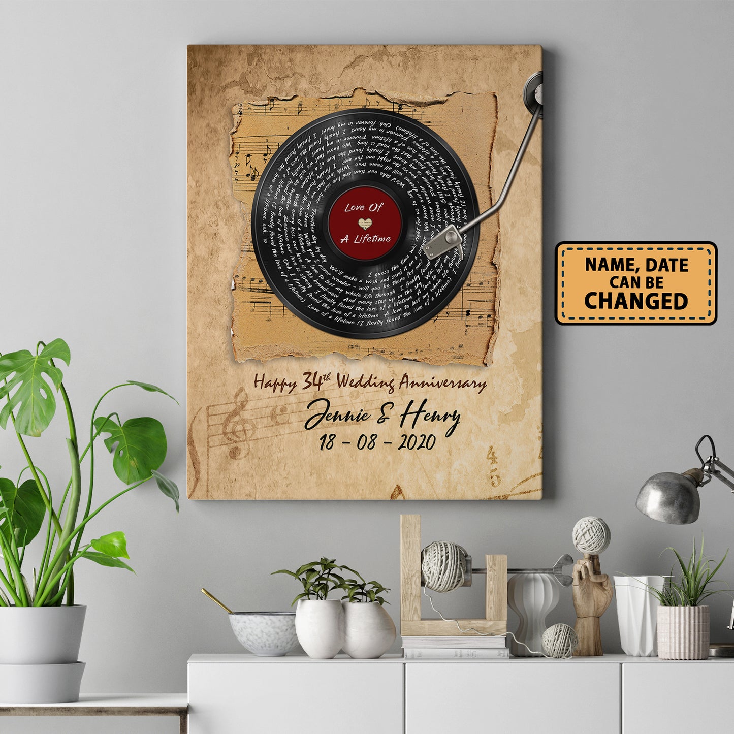 Love Of A Lifetime 34th Anniversary - Music Lyrics Song Canvas