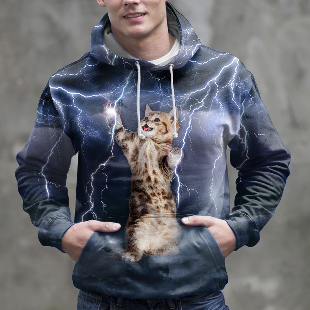 Lightning cat HZ112701 unisex womens & mens, couples matching, friends, funny family sublimation 3D hoodie christmas holiday gifts (plus size available)