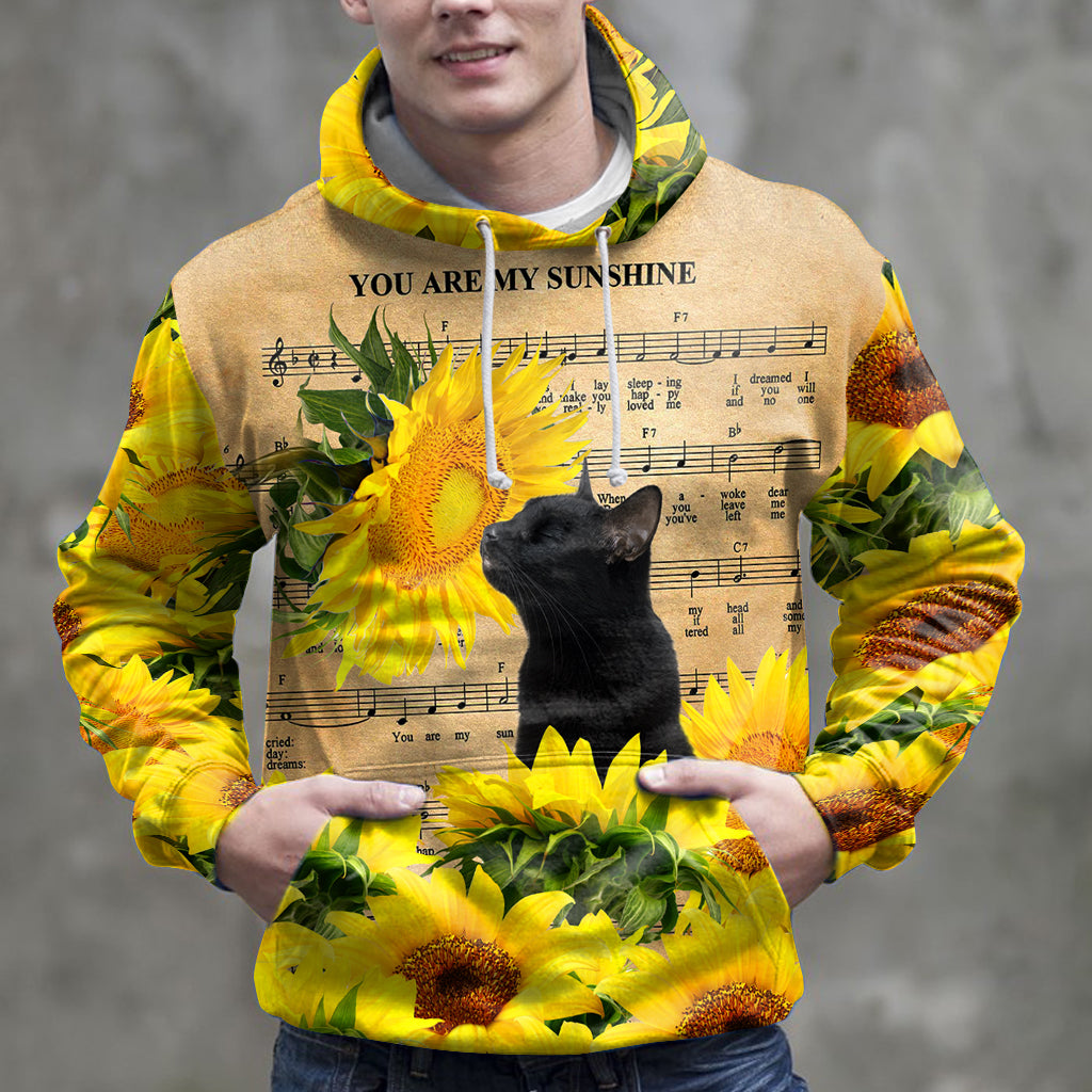 Sunflower Blackcat HZ112417 Unisex womens & mens, couples matching, friends, funny family sublimation 3D hoodie christmas holiday gifts (plus size available)