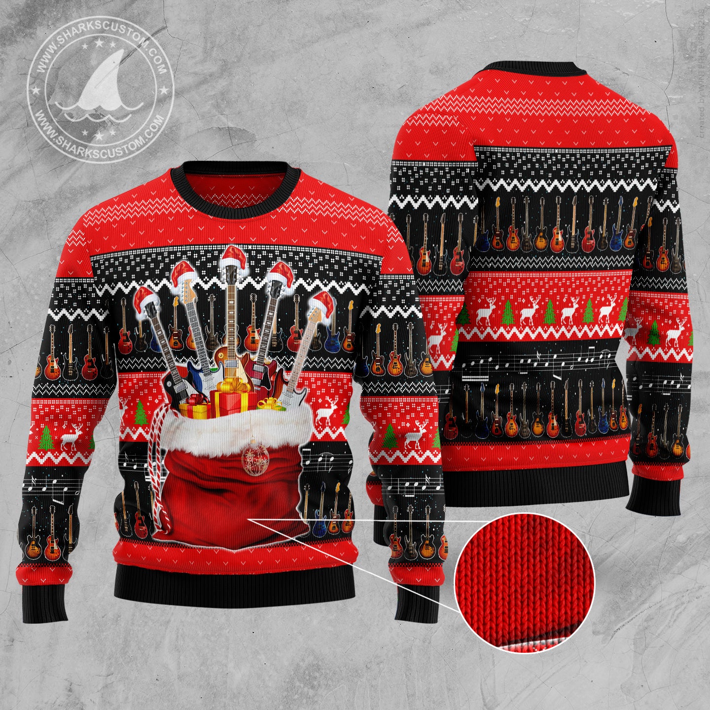 Guitar Xmas D2610 Ugly Christmas Sweater