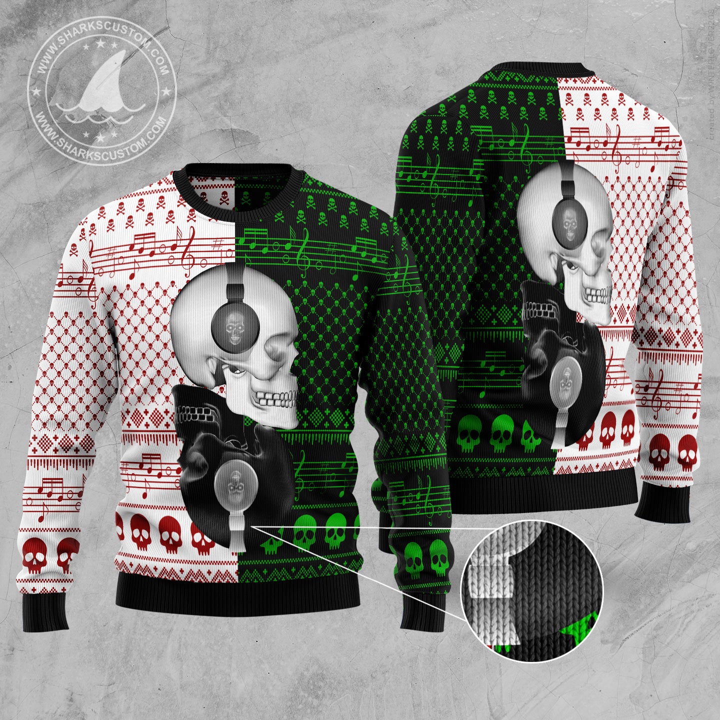 Skull Yinyang D2610 Ugly Christmas Sweater
