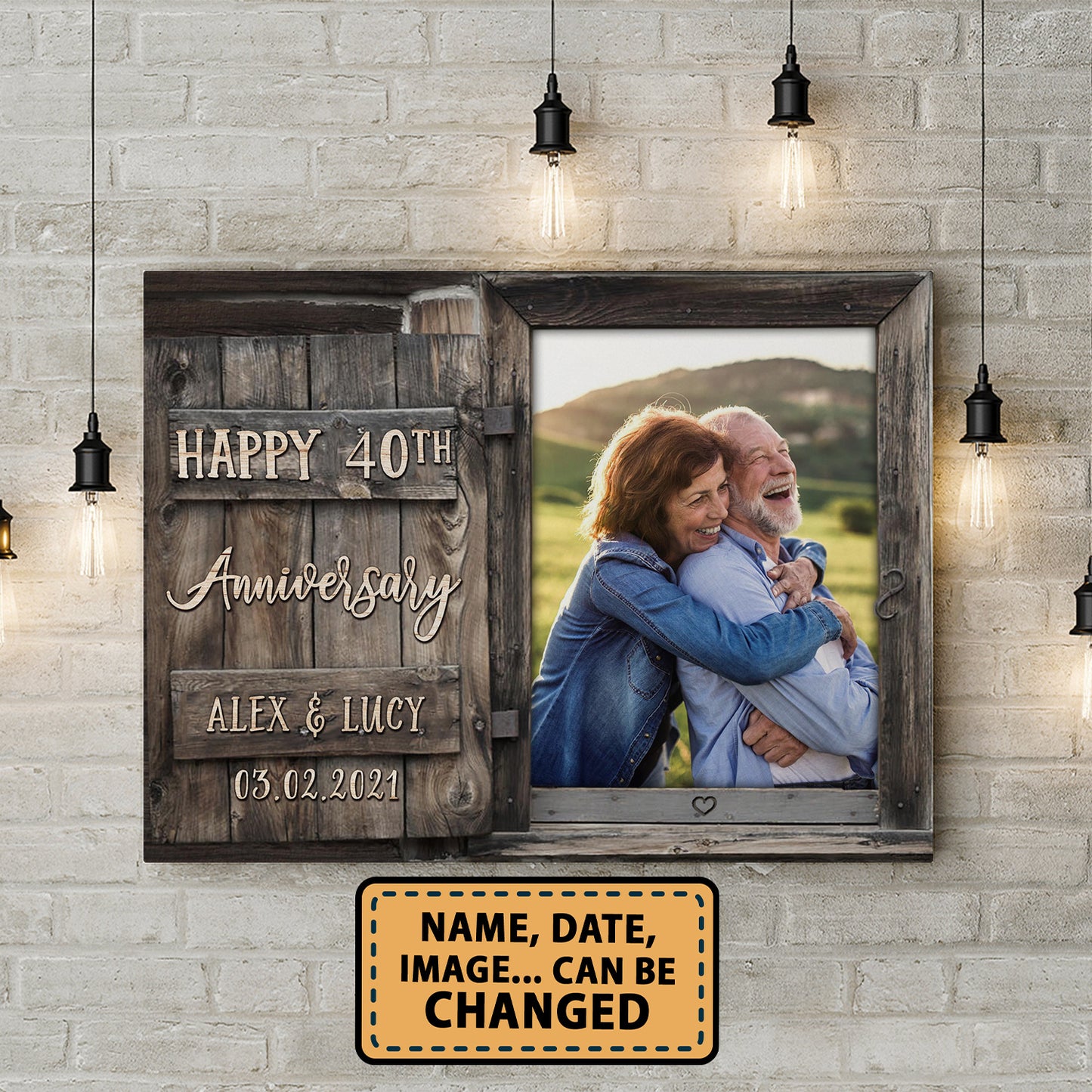 Our 40th Anniversary Window Custom Image Anniversary Canvas