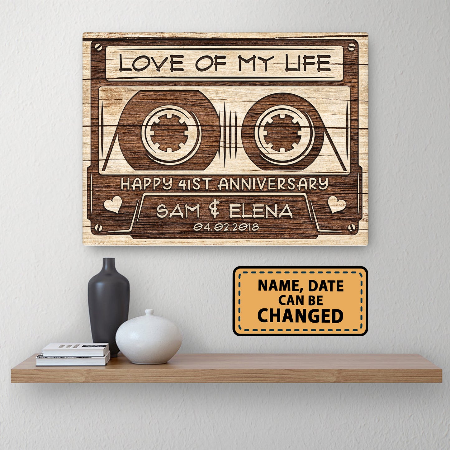 Happy 41st Anniversary Audio Cassette Anniversary Canvas