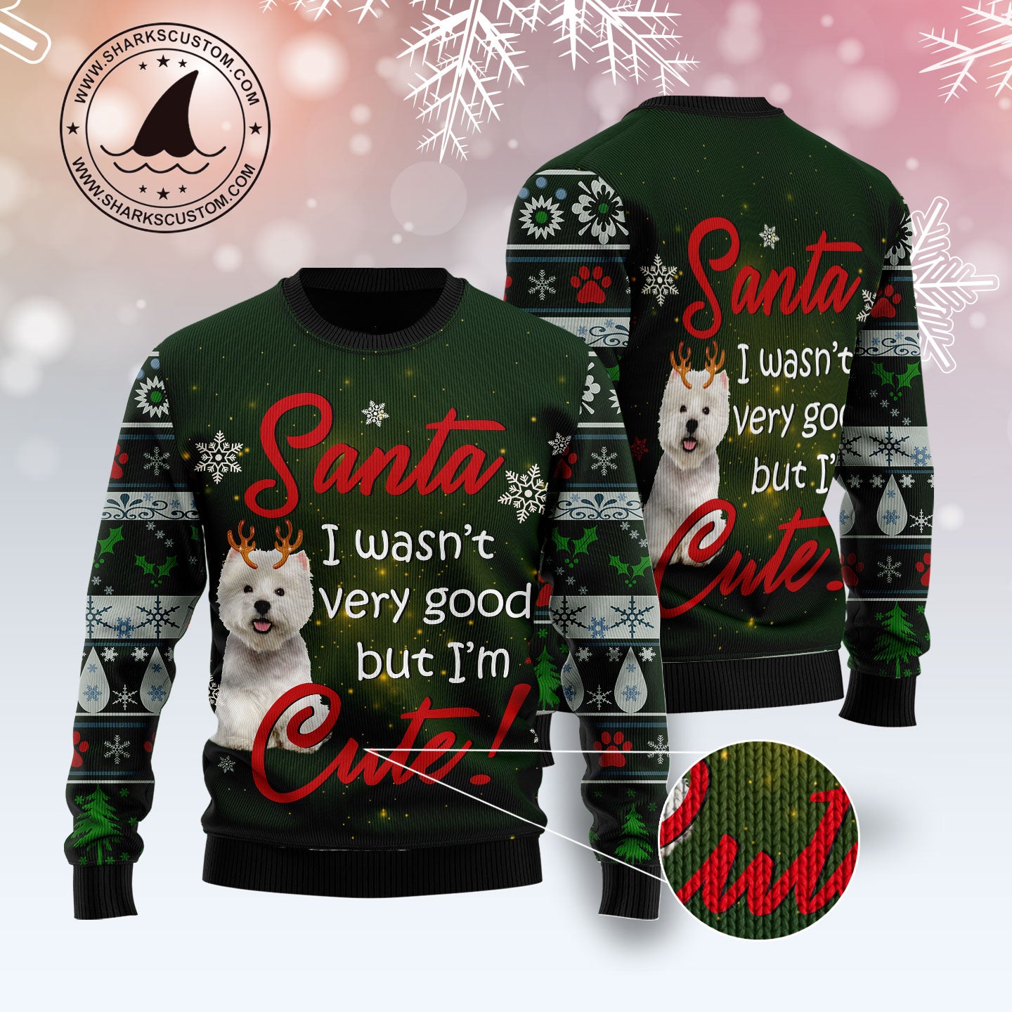 West Highland White Terrier I'm Cute TY1011 Ugly Christmas Sweater