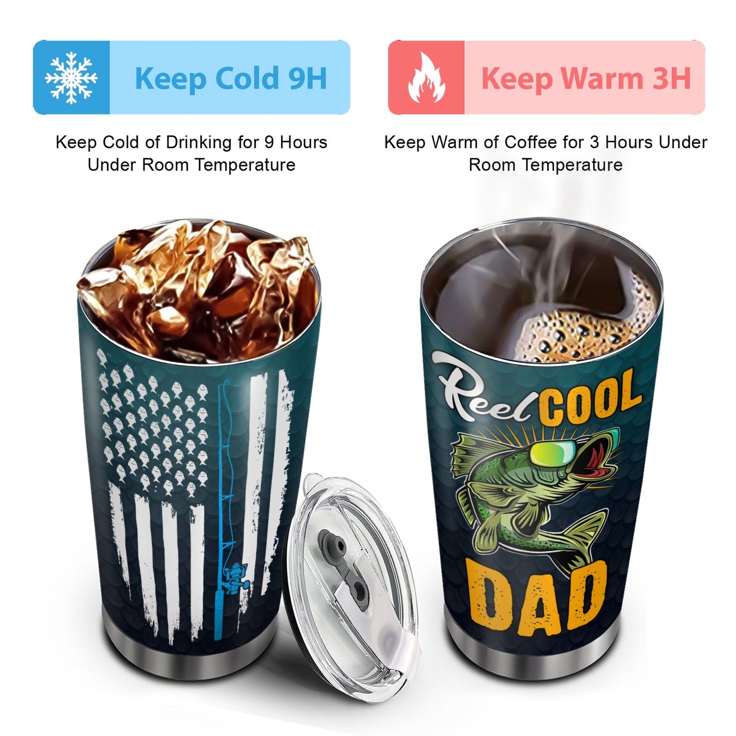 Reel Cool Dad Fathers Day Fishing Dad Blue 20Oz Tumbler