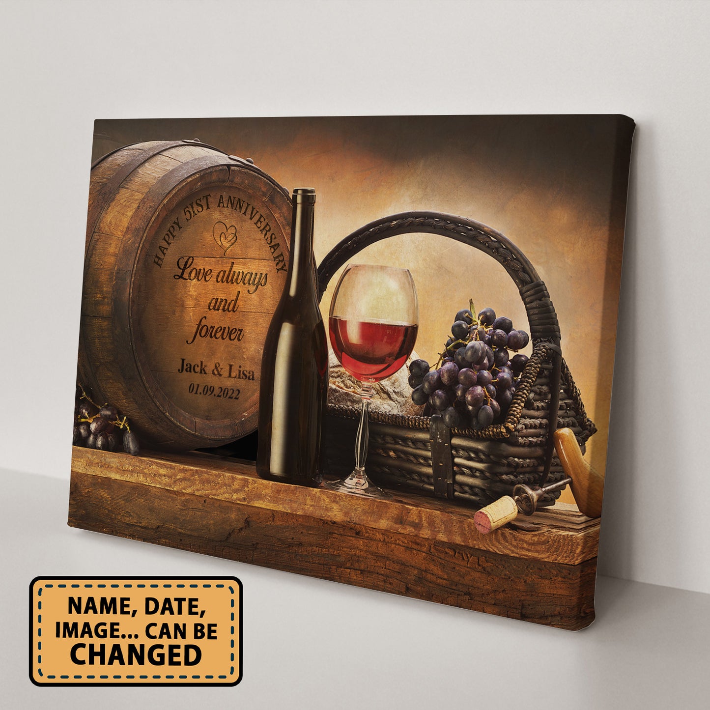 Happy 51st Anniversary Barrel Anniversary Canvas