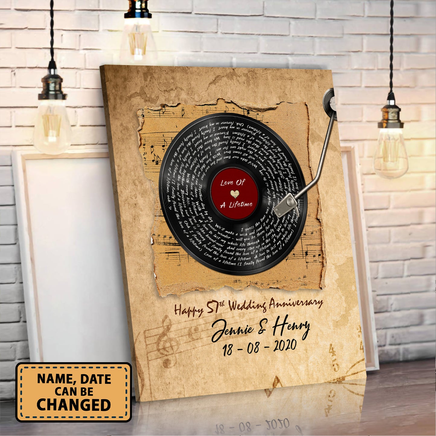 Love Of A Lifetime 57th Anniversary - Music Lyrics Song Canvas