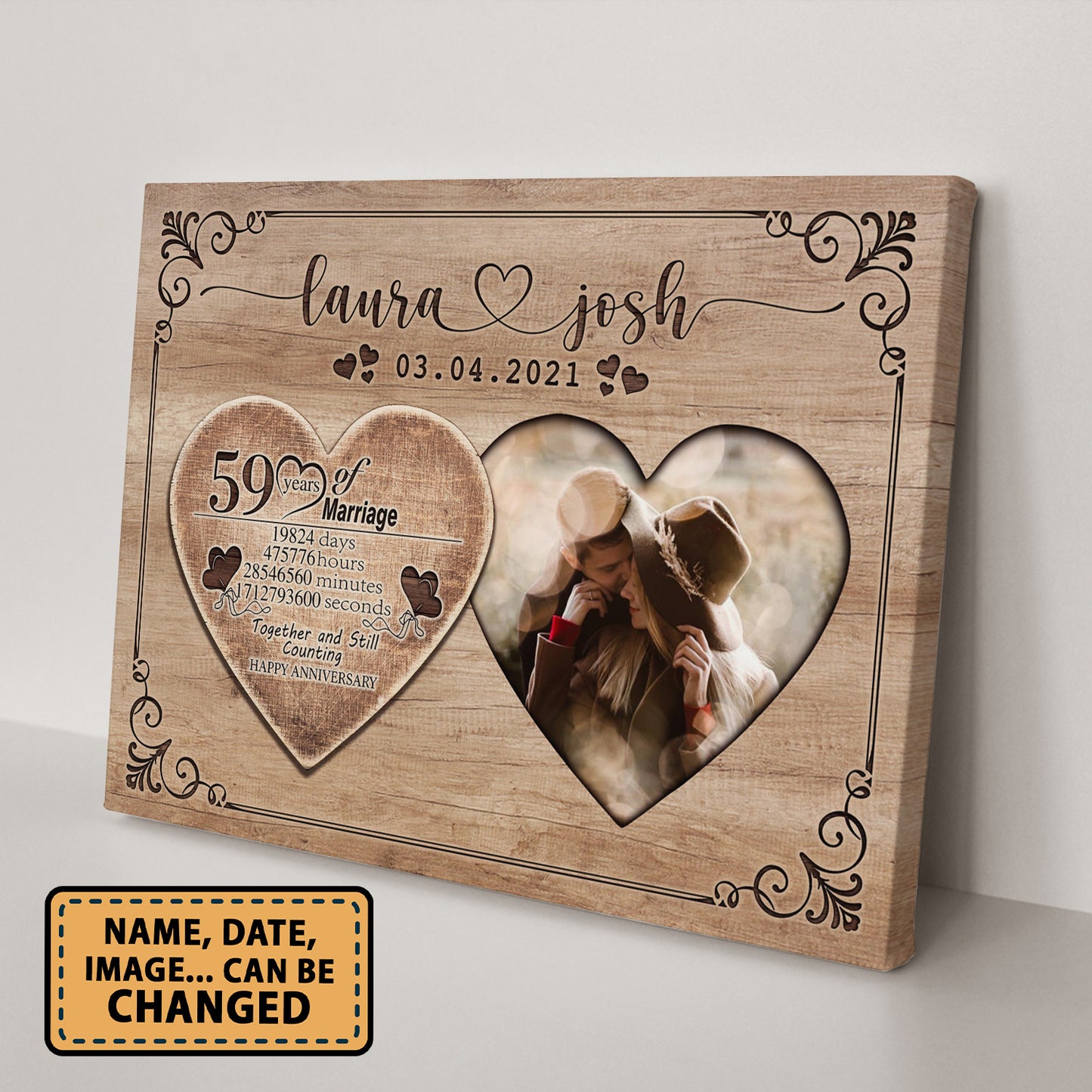 Happy 59th Anniversary First Year Of Marriage Anniversary Canvas