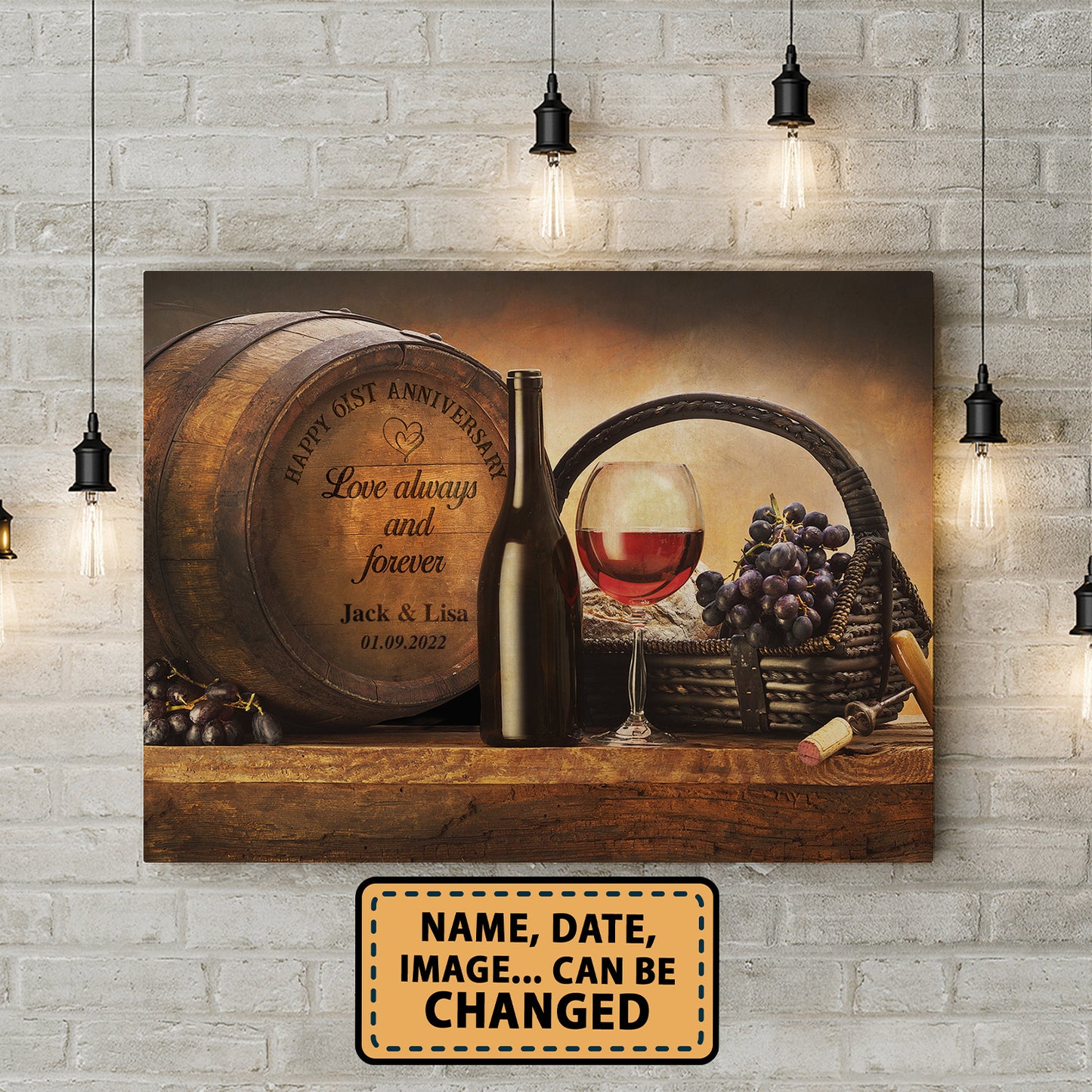 Happy 61st Anniversary Barrel Anniversary Canvas Valentine Gifts