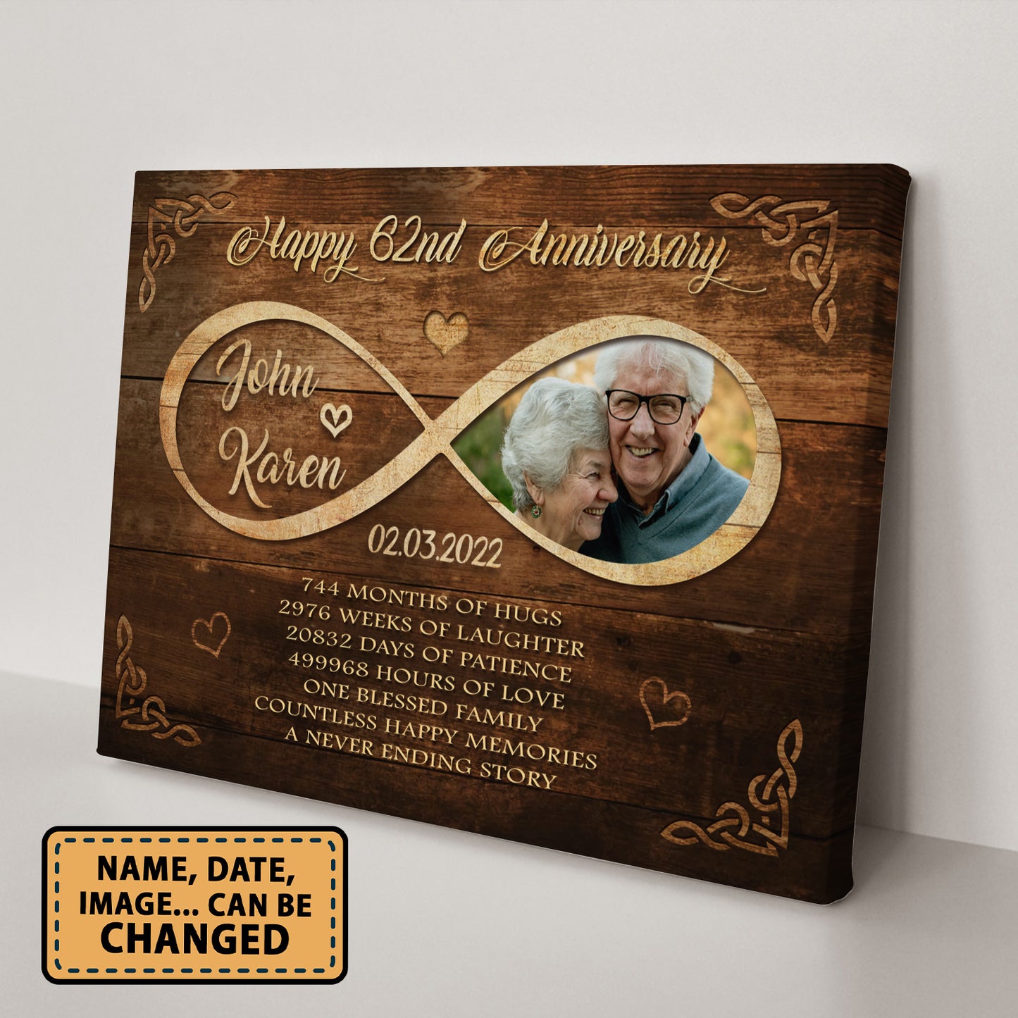 Happy 62nd Anniversary Old Television Anniversary Canvas Valentine Gifts