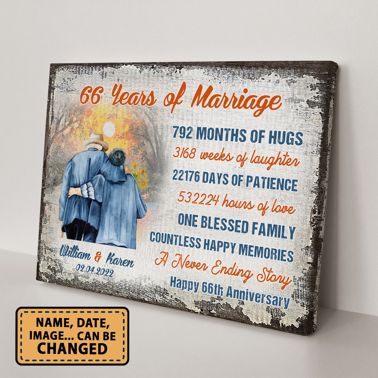 66 Years Of Marriage Happy 66th Anniversary Personalizedwitch Canvas