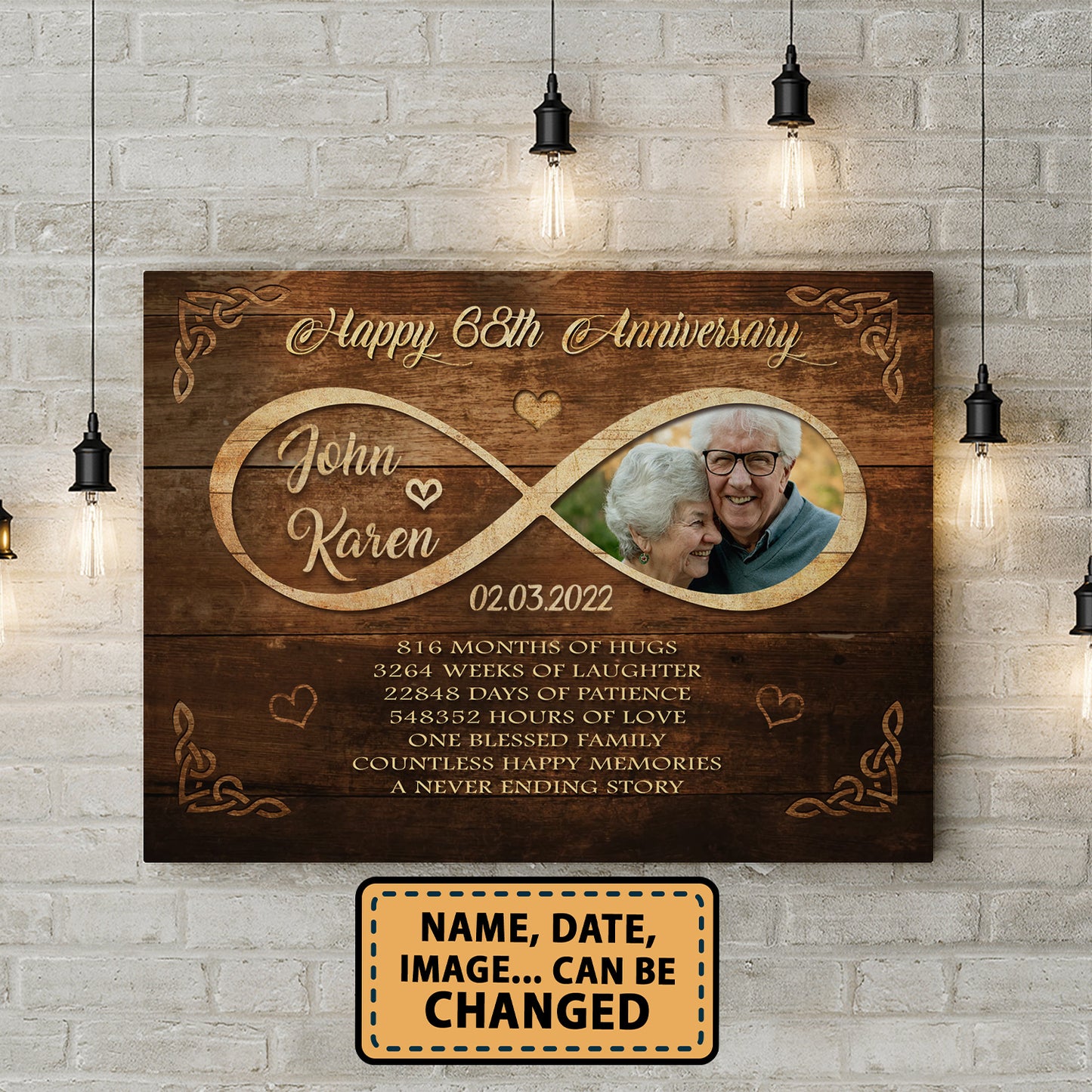 Happy 68th Anniversary Old Television Anniversary Canvas Valentine Gifts