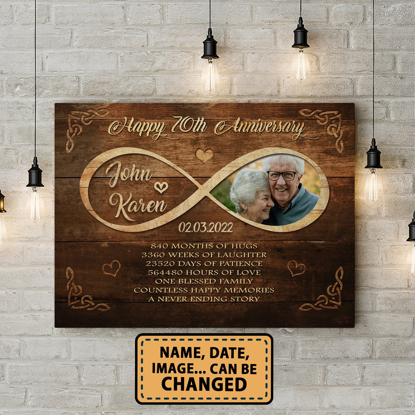 Happy 70th Anniversary Old Television Anniversary Canvas Valentine Gifts