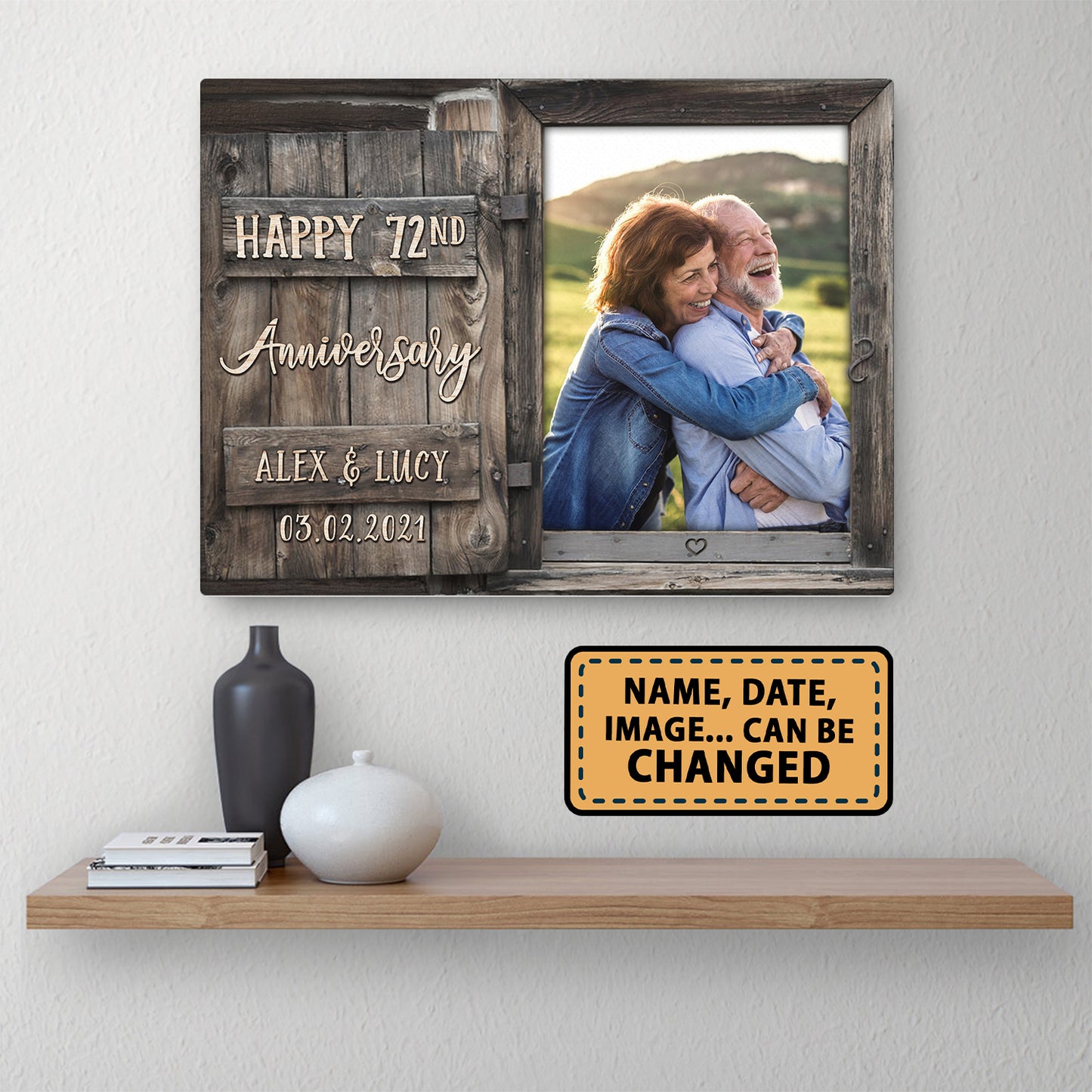 Our 72nd Anniversary Window Custom Image Anniversary Canvas