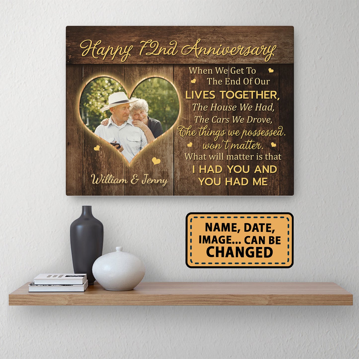 Happy 72nd Anniversary When We Get To The End Anniversary Canvas