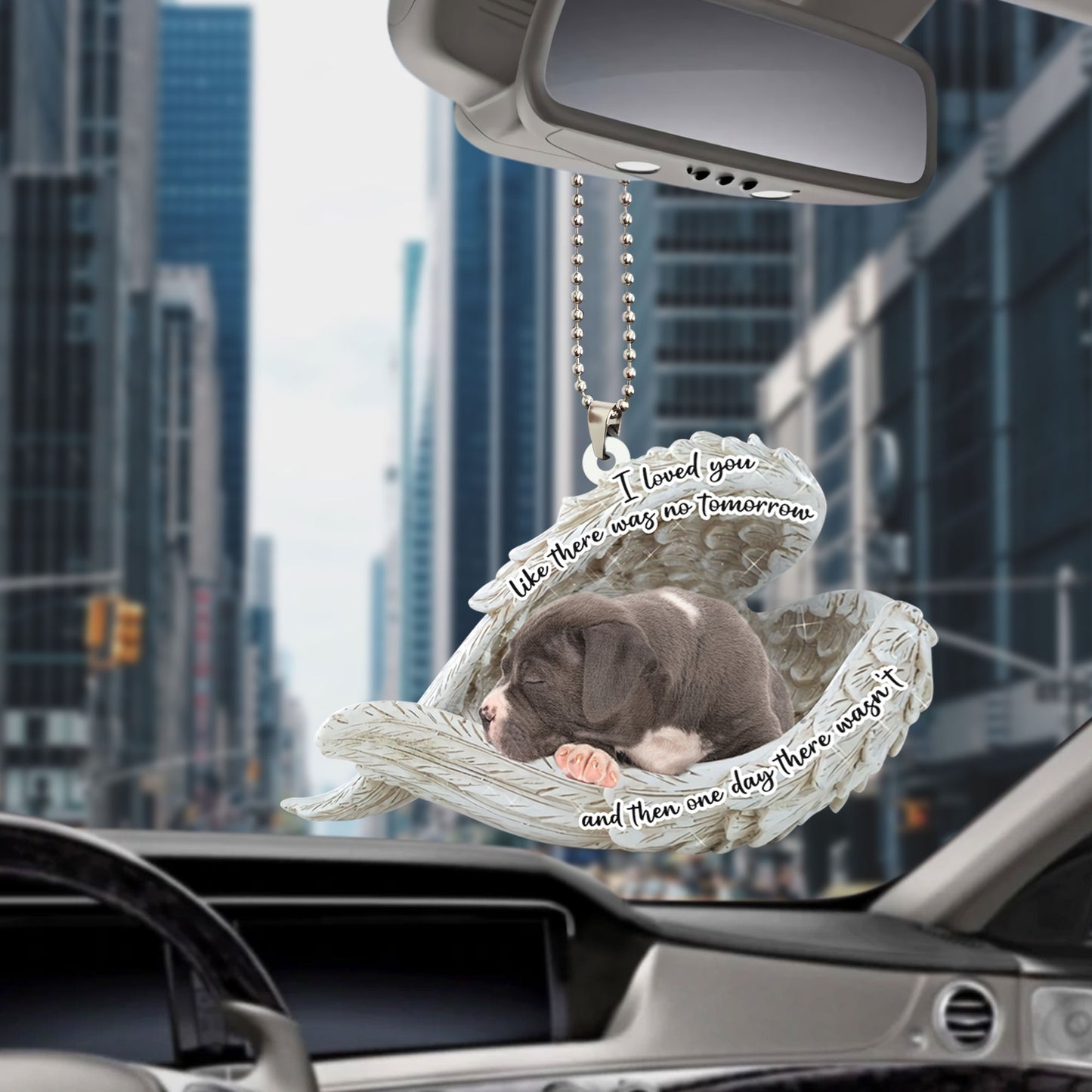 American Bulldog Sleeping Angel Personalizedwitch Flat Car Ornament