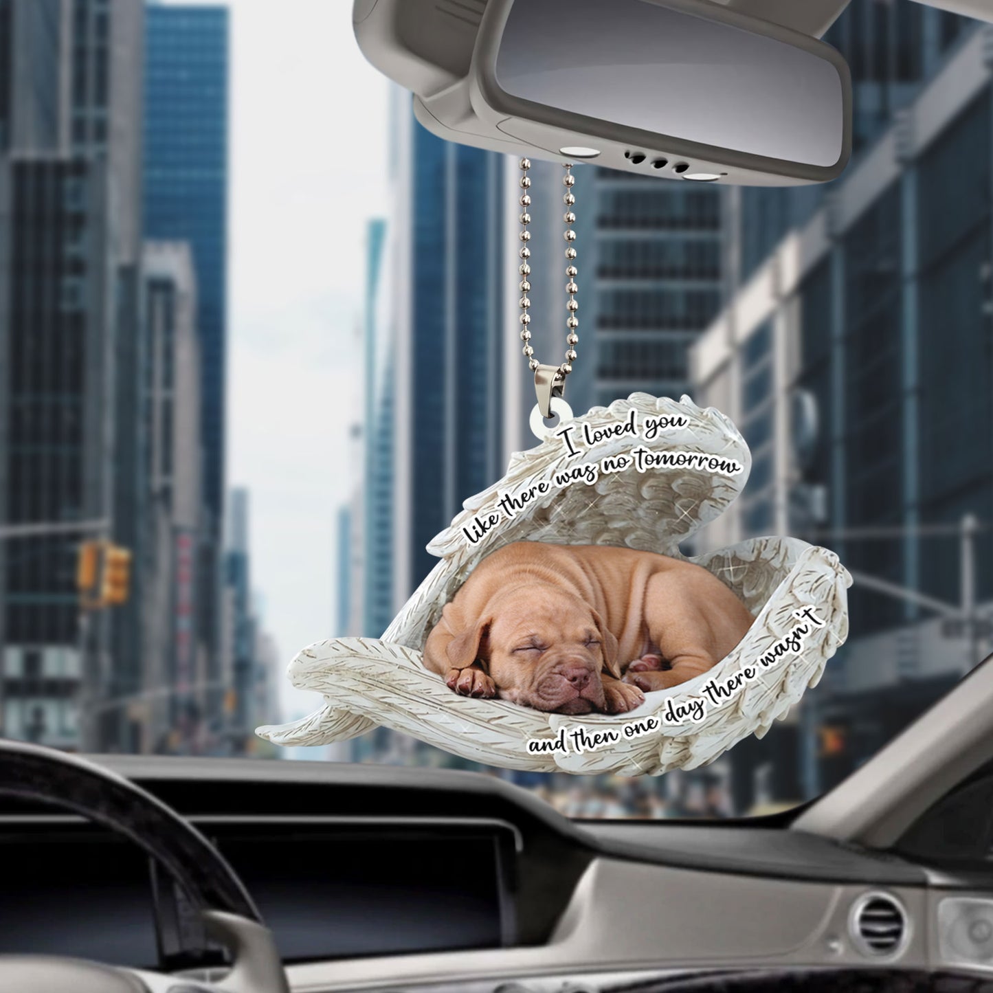 American Pitbull Terrier Sleeping Angel Personalizedwitch Flat Car Ornament