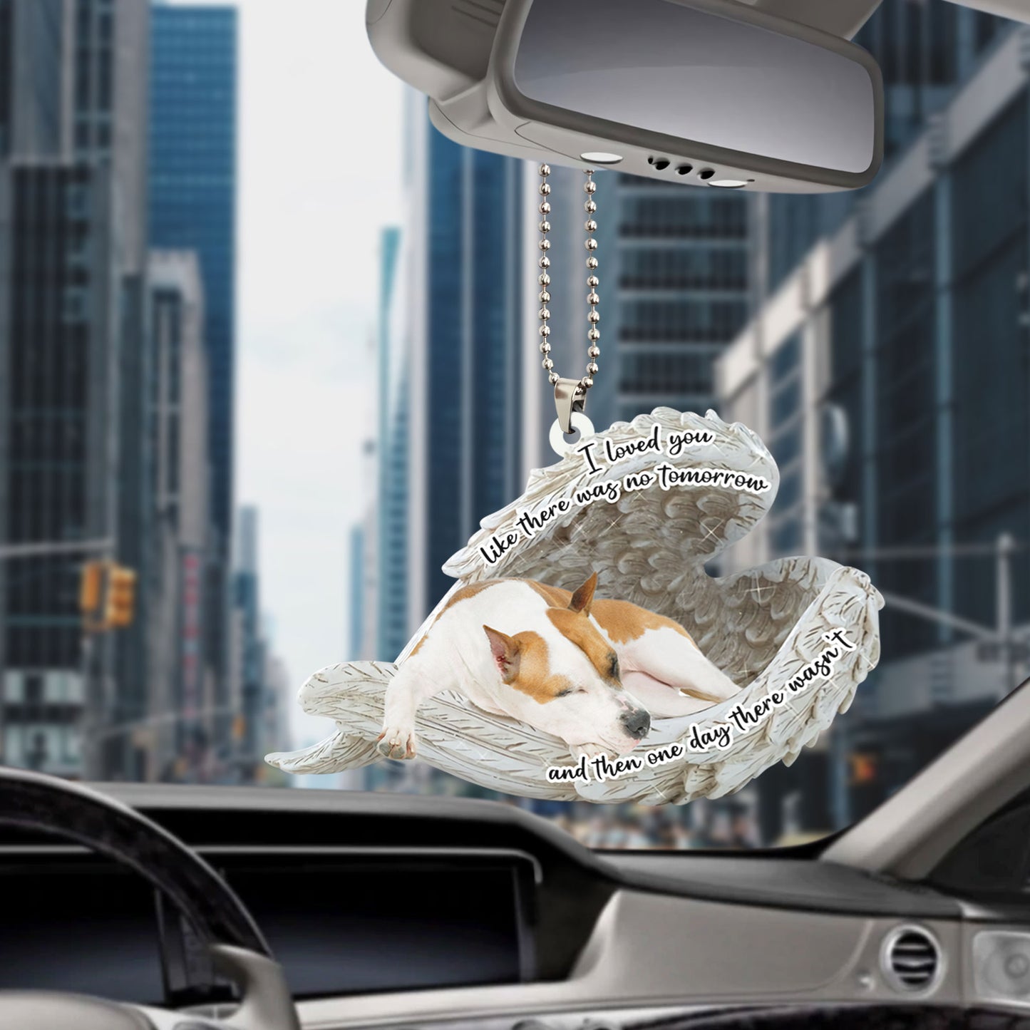 American Staffordshire Terrier Sleeping Angel Personalizedwitch Flat Car Ornament