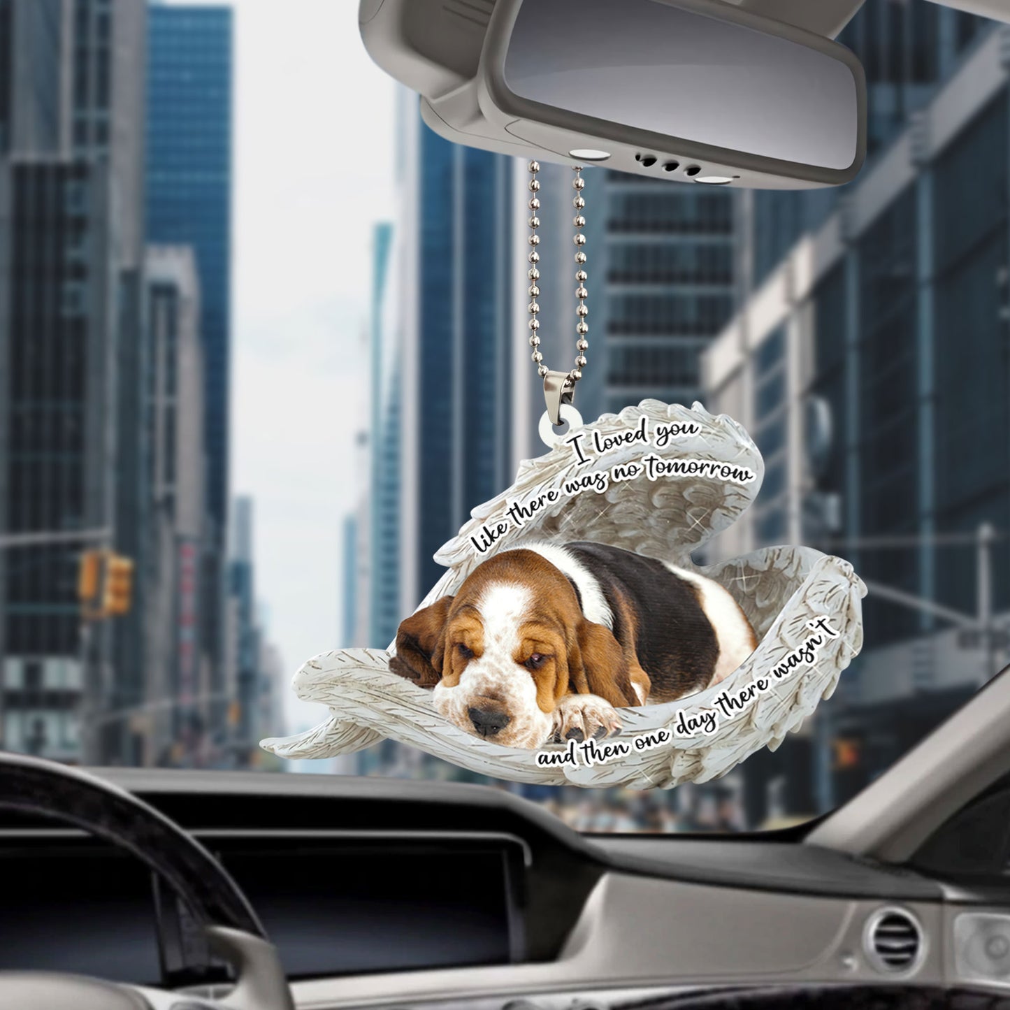Basset Hound Sleeping Angel Personalizedwitch Flat Car Ornament