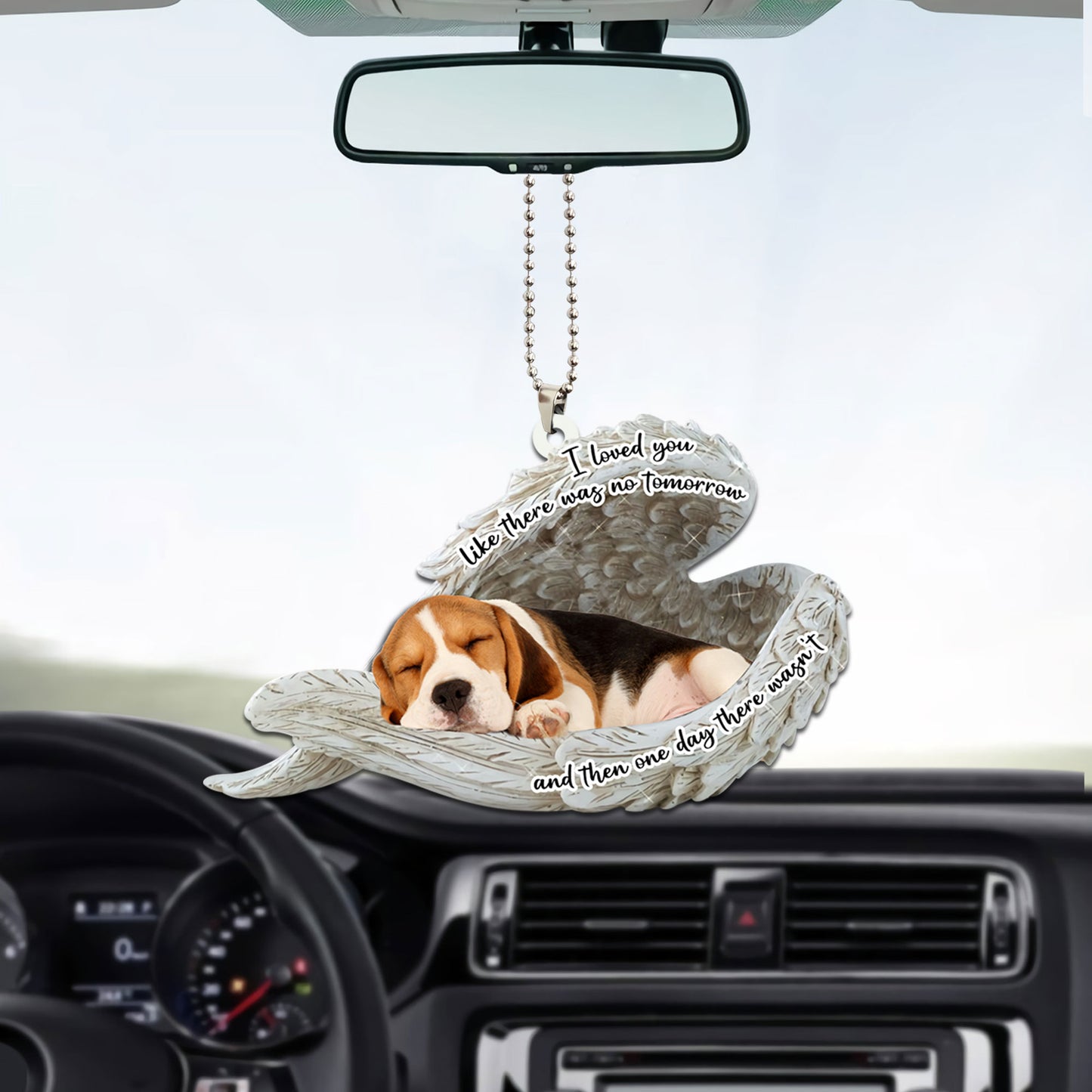 Beagle Sleeping Angel Personalizedwitch Flat Car Ornament