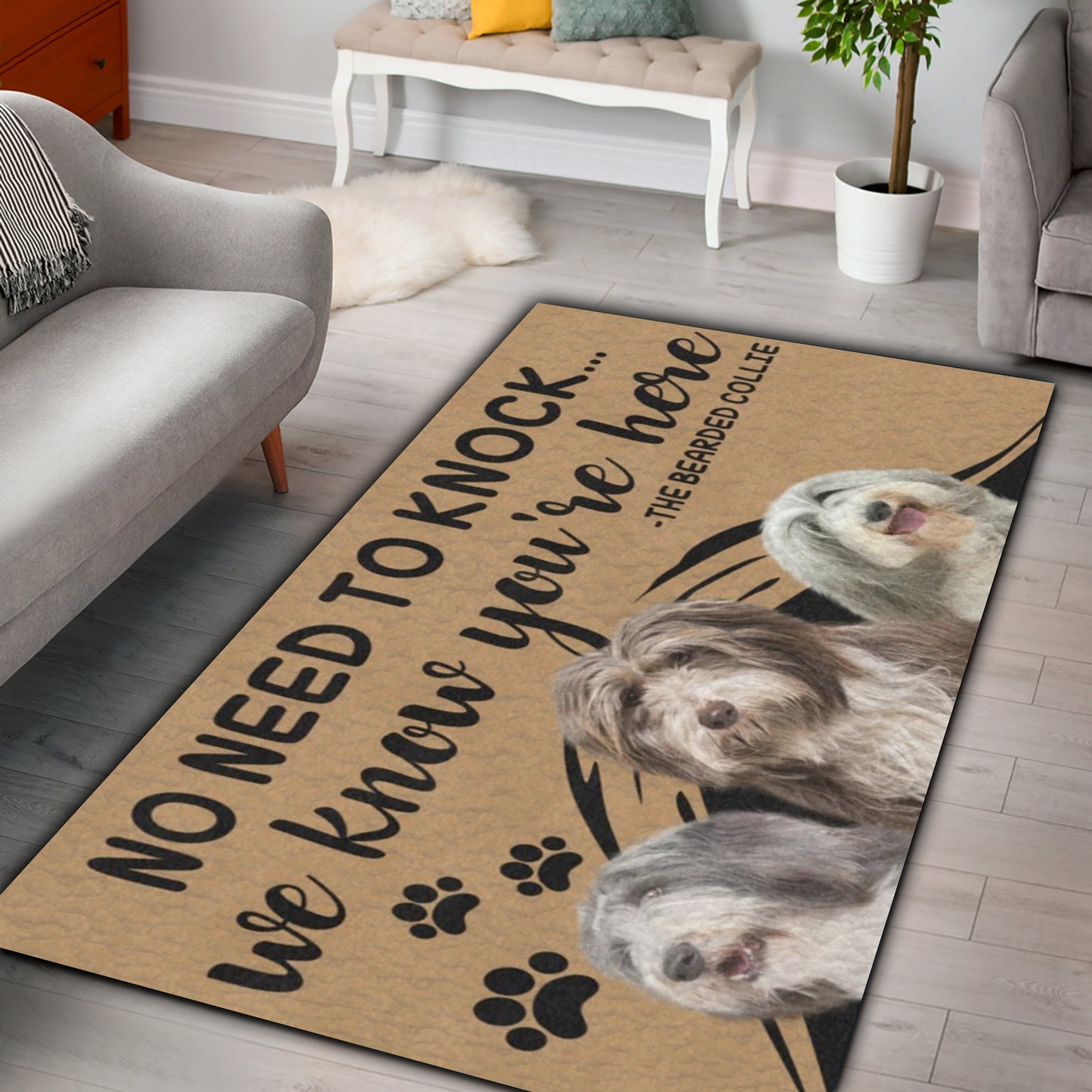Beared Collie Knock - Rectangle Rug