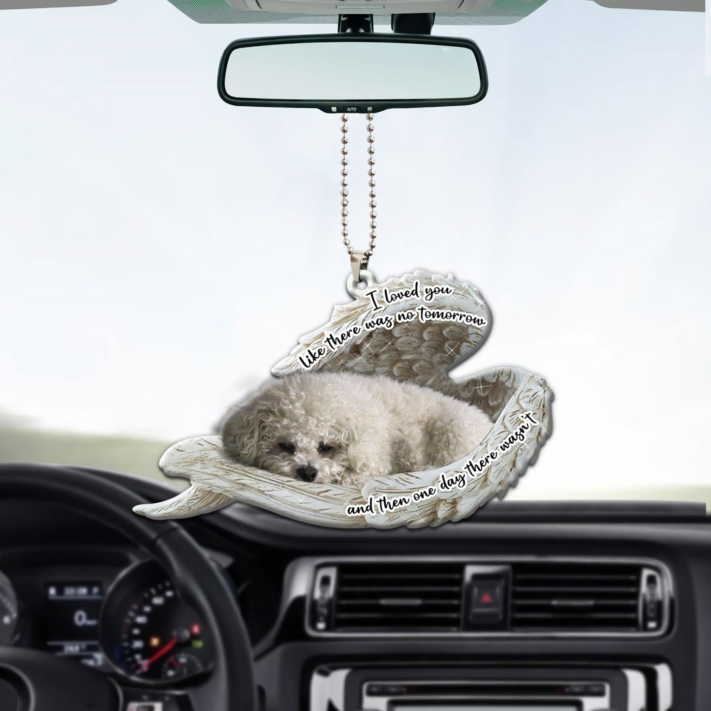 Bichon Frise Sleeping Angel Personalizedwitch Flat Car Ornament