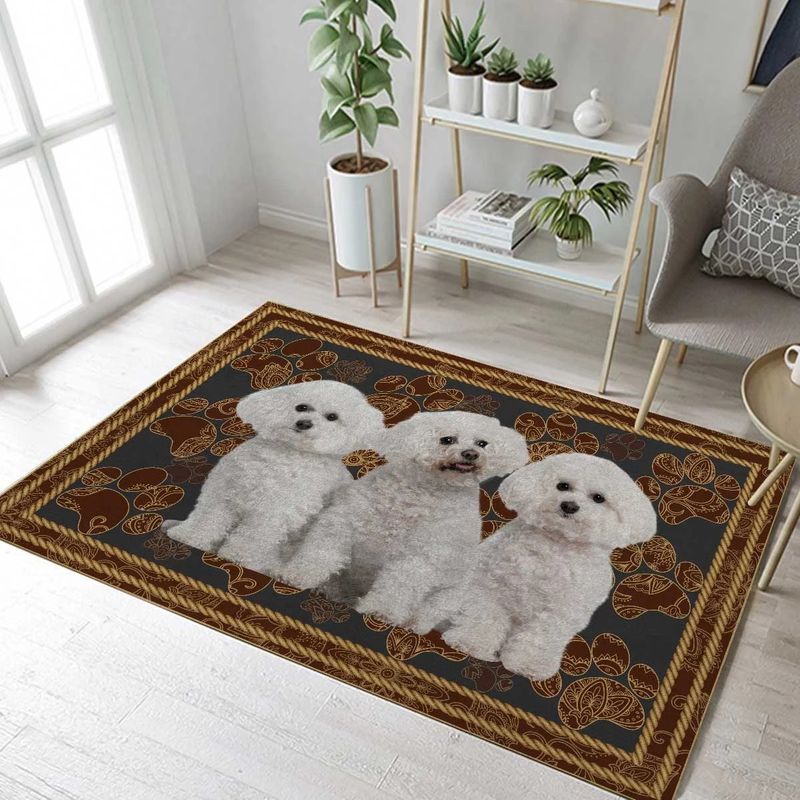 Bichon Frise Paw Floral Rectangle Rug 22