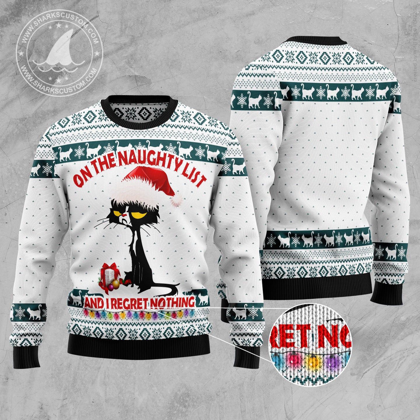 Black Cat Naughty List TG51029 Ugly Christmas Sweater
