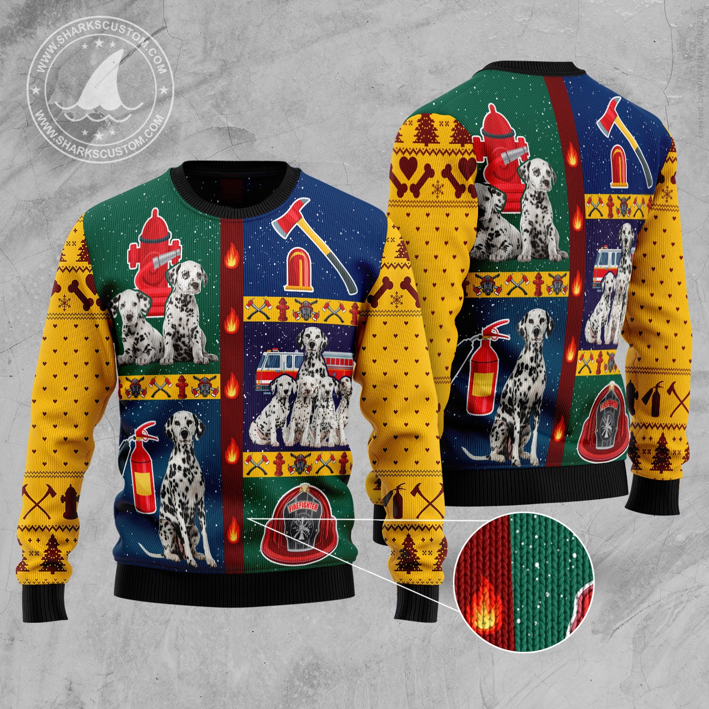 Brave Dalmatian Firefighter TG5115 Ugly Christmas Sweater