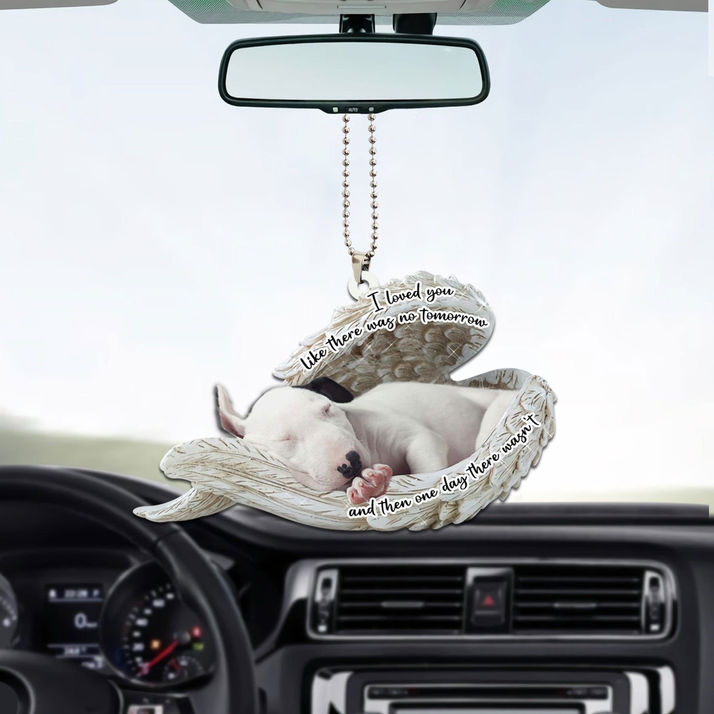 Bull Terrier Sleeping Angel Personalizedwitch Flat Car Ornament